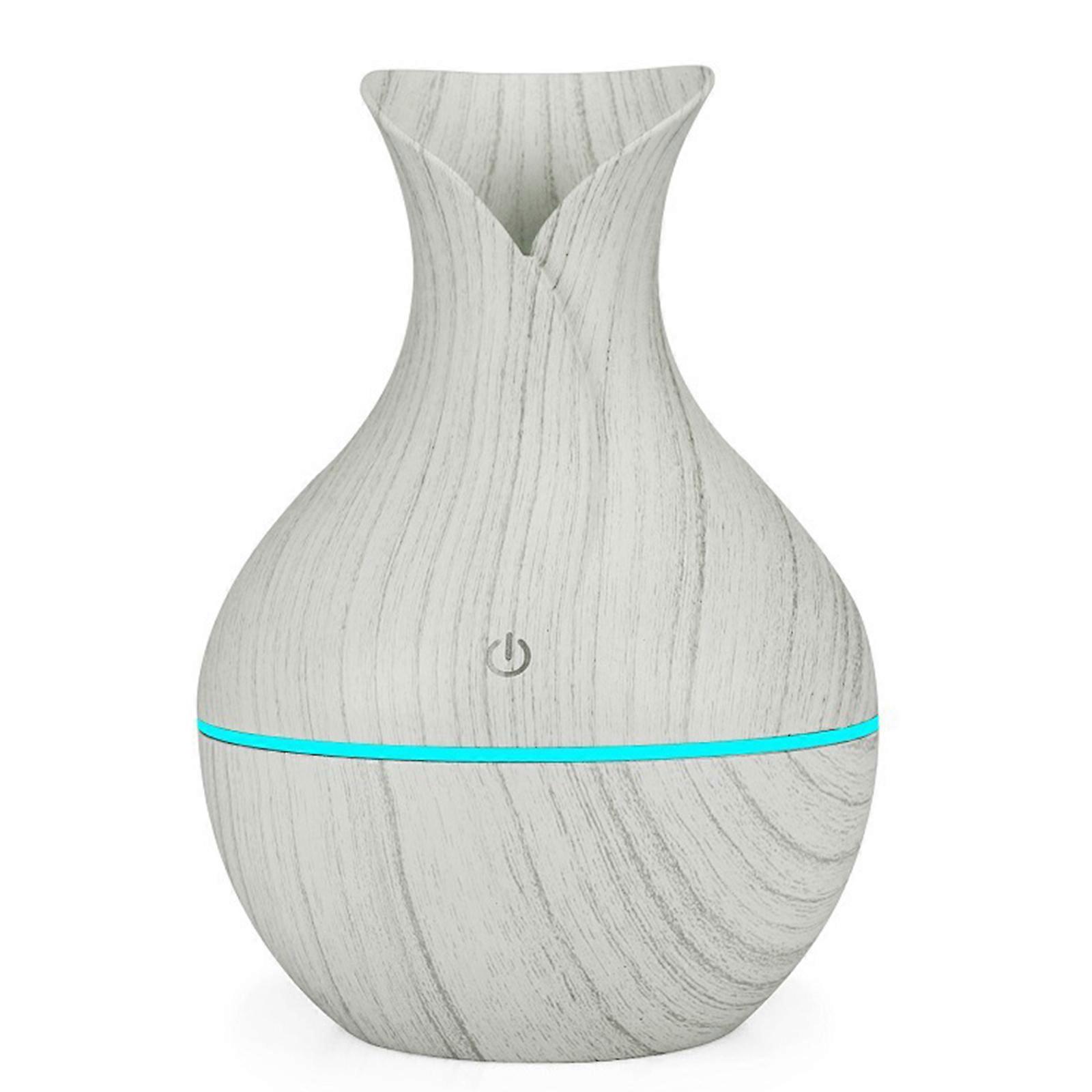 Aromatherapy Diffuser with LED Light Wood Grain  Air Humidifier Ultrasonic Essential Oil Diffuser USB Mini Mist Maker  white