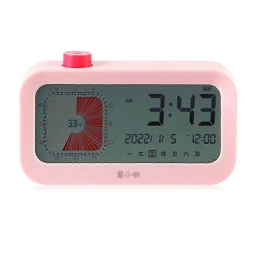 60 Min Visual Timer with LCD, Count Up/Down, Snooze, 12H Clock, Week Display, Silent - Pink