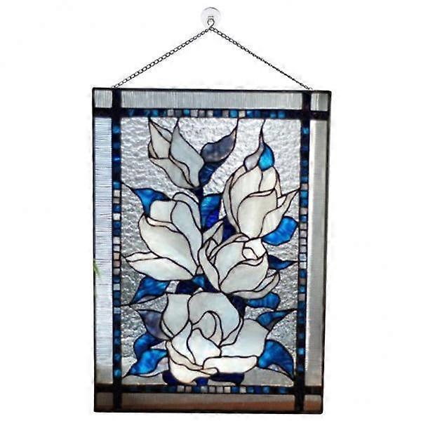 2x Stained Glass Panel: Decorative Window Hanging Suncatcher - Small Rectangle
