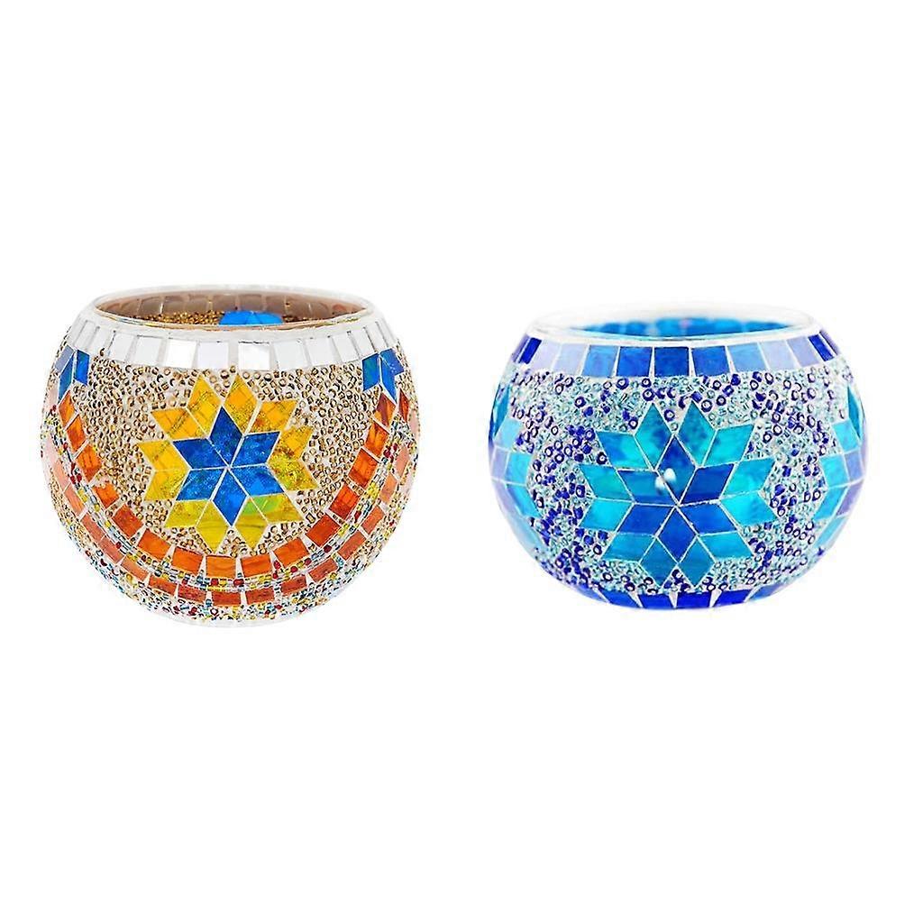 2x Mosaic Candle Holder Tealight Candlestick for Wedding
