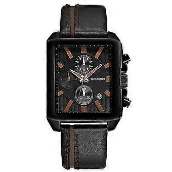 SANDA 5003 Three Eye Watch Six Pin Multi Purpose Sport Men Watch Leather Watch Student Waterproof