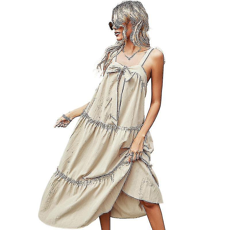 Nuova bretella Gonna lunga Fiocco Abito semplice