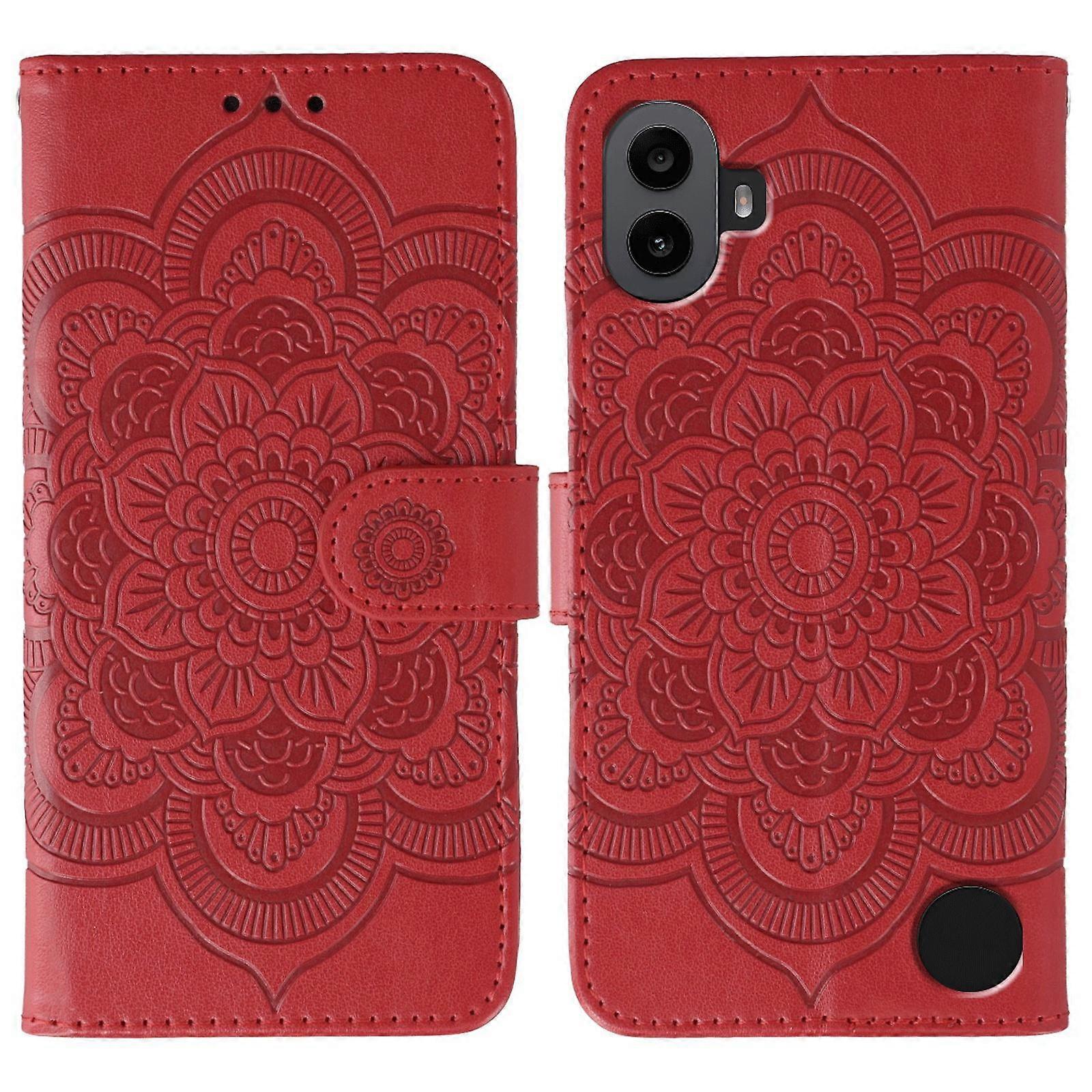 Sun Mandala Embossing Pattern Phone Leather Case