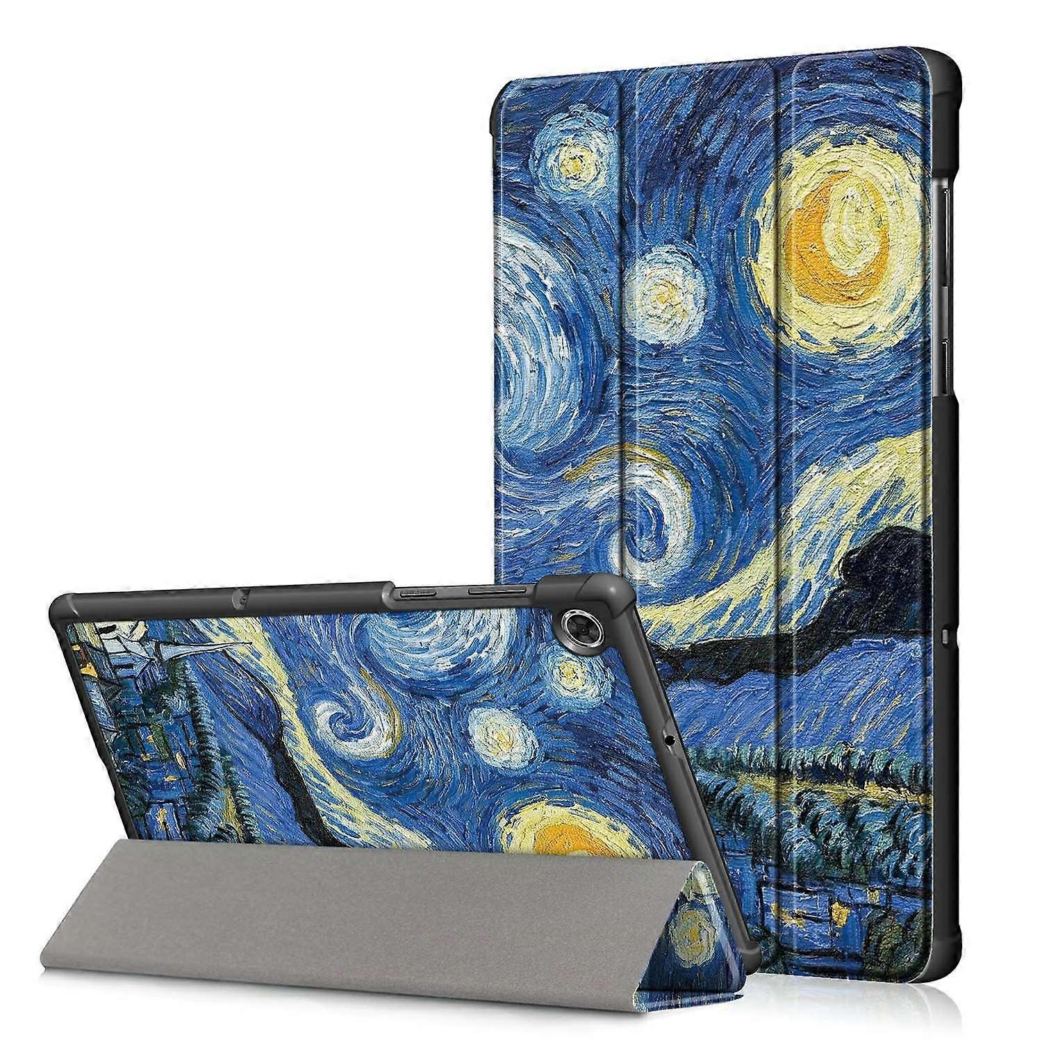 Pattern Printing Leather Smart Case Dual-Angle Tri-fold Stand Auto-Wake/Sleep Tablet Cover for Lenov