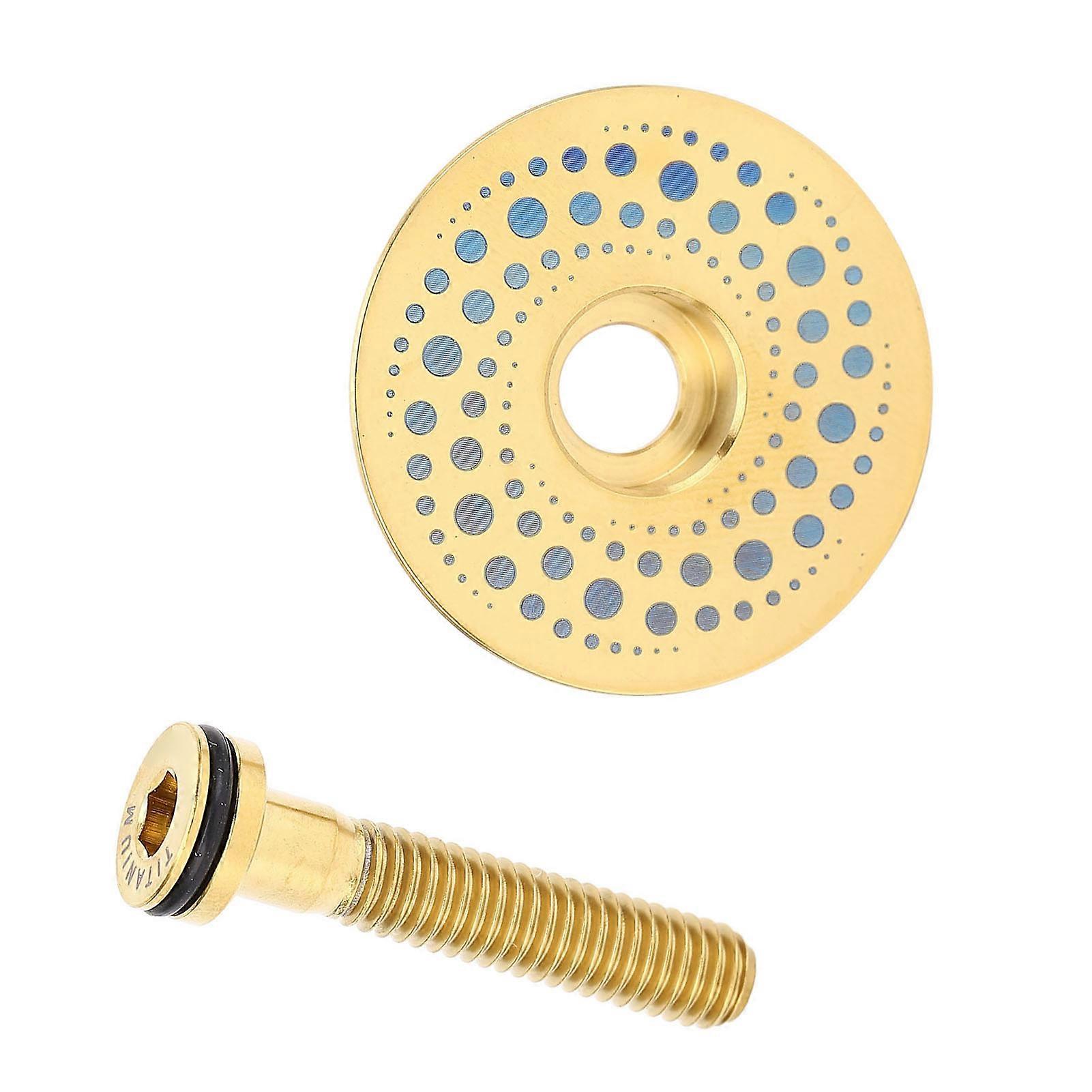 Bike Fork Cap Screw Set Ti Alloy CNC Machining 28.6mm Front Fork Cap and Screw for Cycling Gold 