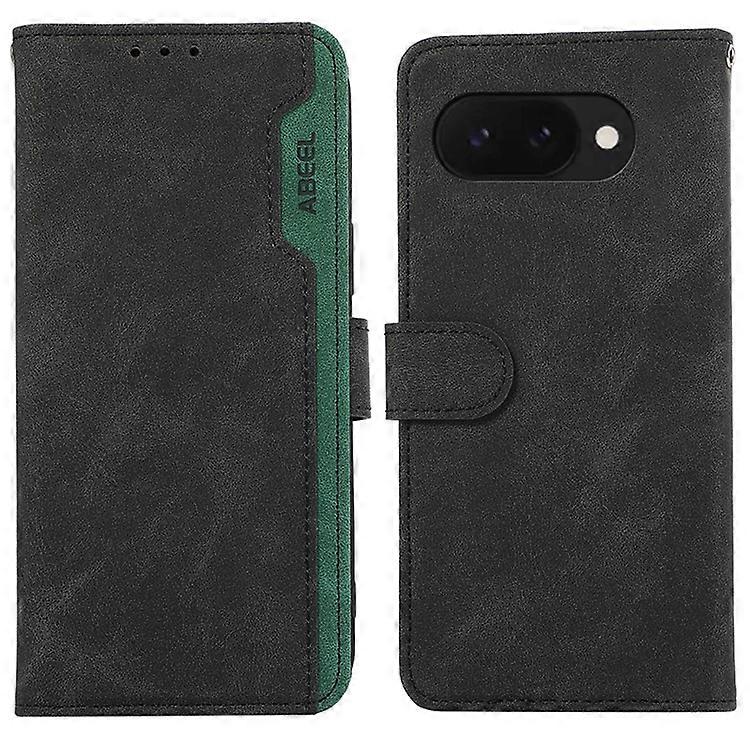 ABEEL Compatível Para Google Pixel 9a Capa de Couro com Emenda de Cor RFID