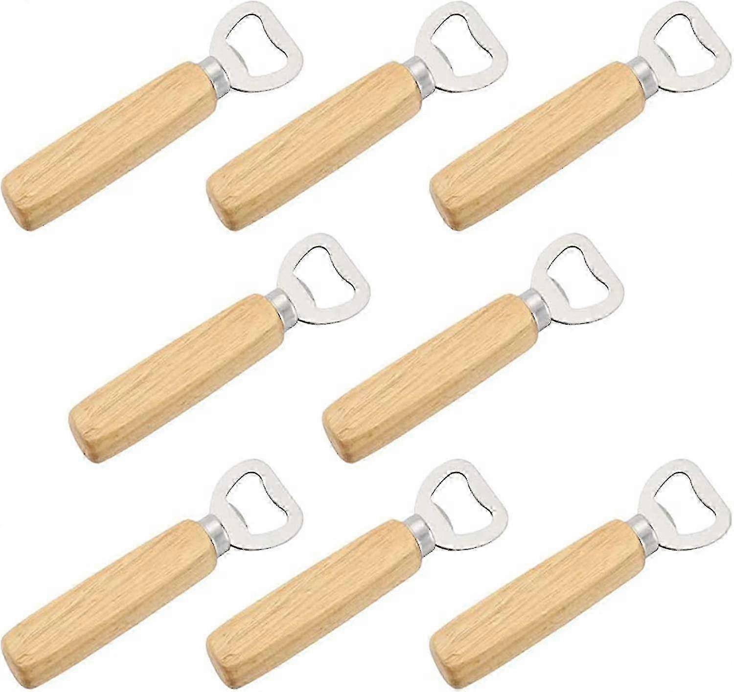 8 apribottiglie di birra con manico in legno, accessori bar rustici