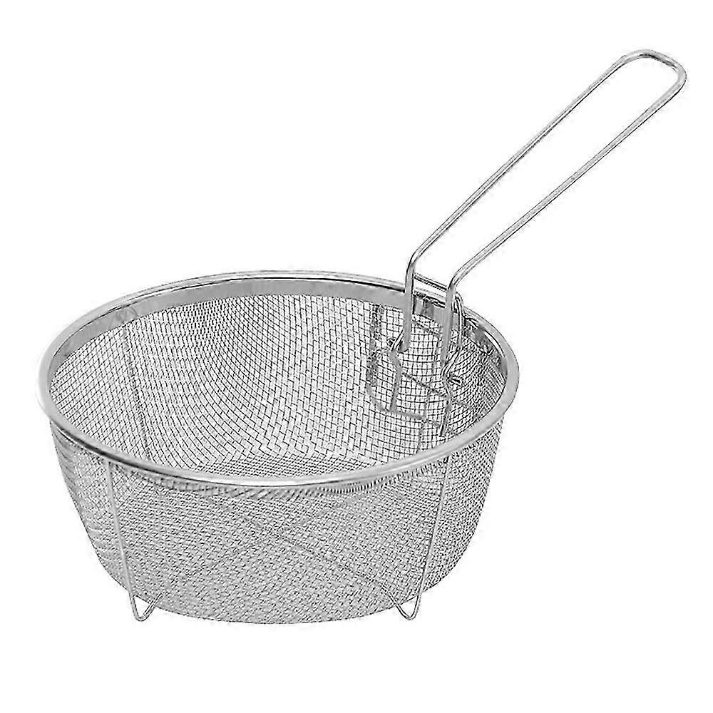 1 Pcs Acier Inoxydable Paniers À Frire Huile Chaude Friture Panier Frit avec Poignée Unique Maille Nouilles Dumplin