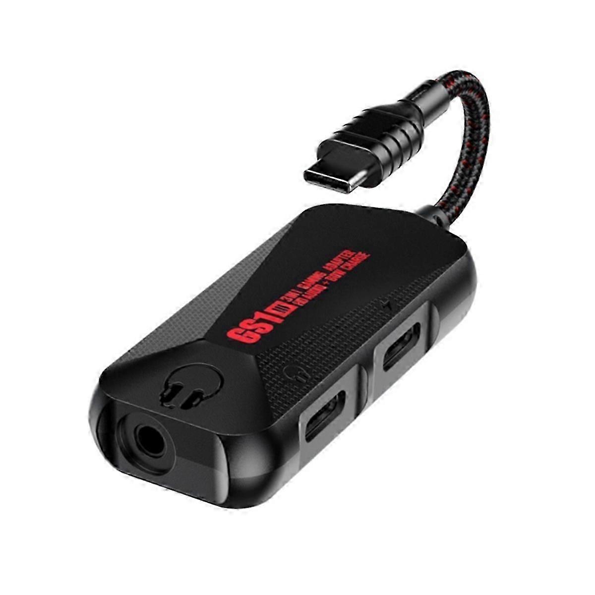 GS1 Game Phone Sound Card 3 in 1 Mobile Game Sound Card with Charger Adapter USB-C Type-C to 3.5mm