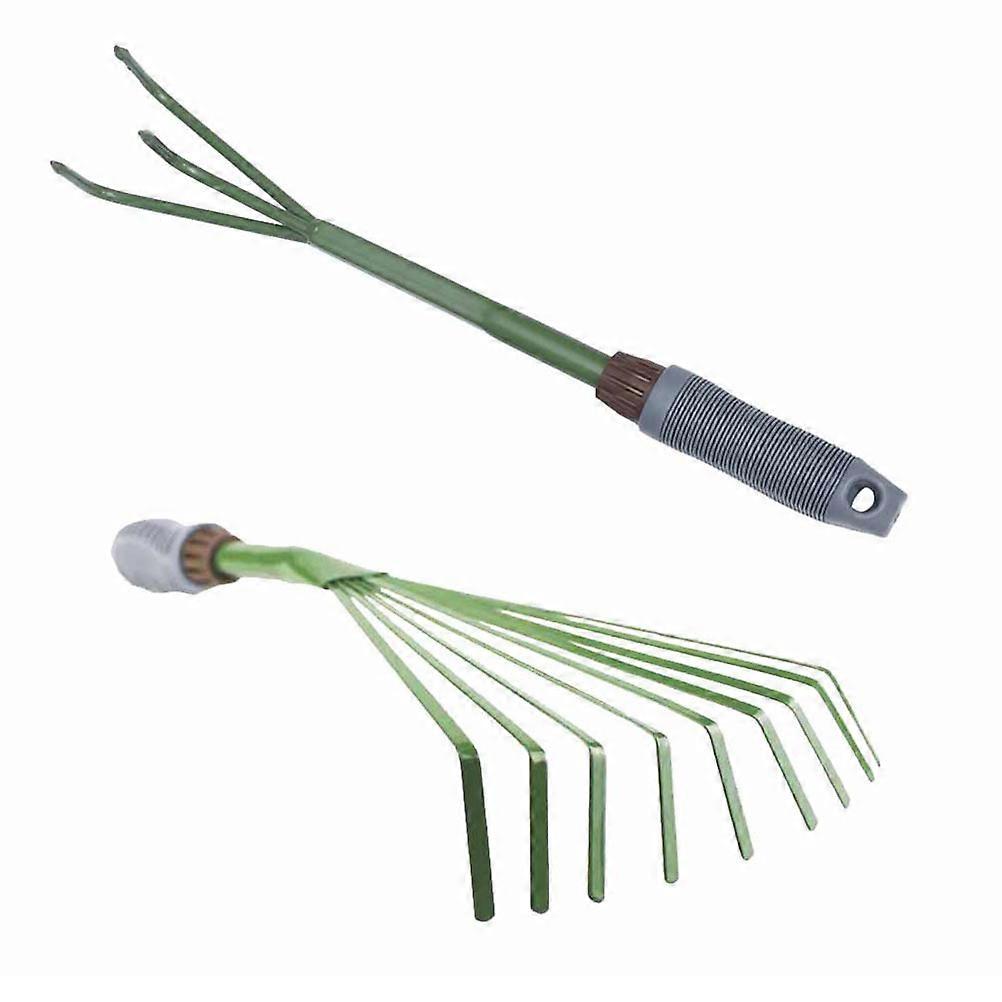 Garden Rake Tool Set with Durable Iron and PVC Material for Home Use Dark Green Lightweight Mini Hand Cultivator 3claw 9tooth