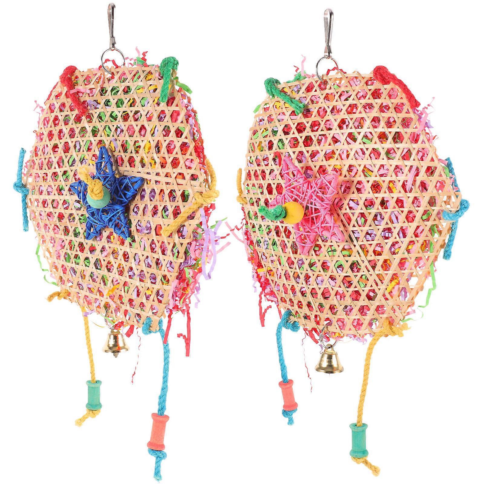 Funny Bird Chew Toy Climbing Stand Wear-Resistant Multi-Colored 40x25cm 2Pcs