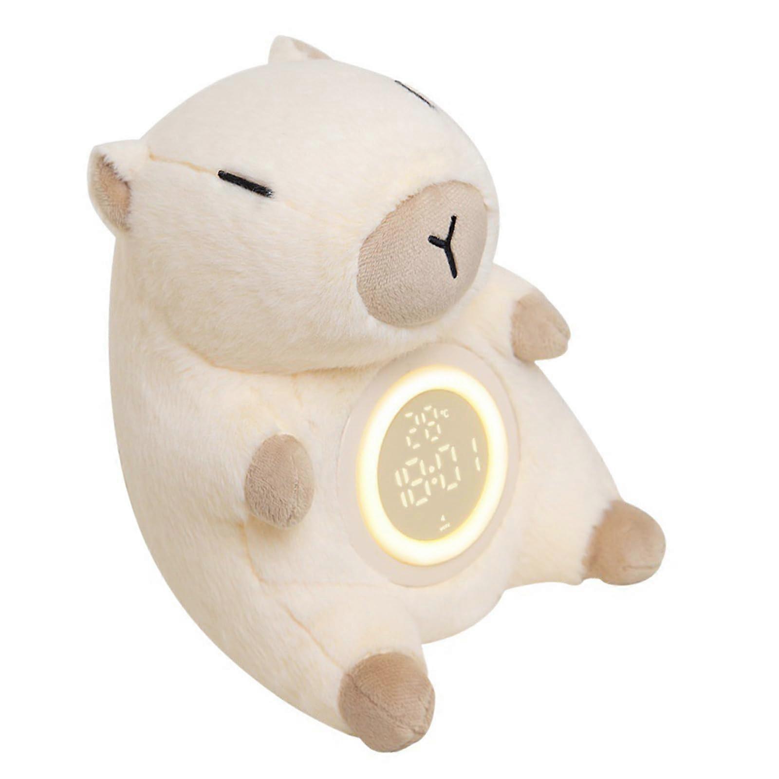 Capybaras Alarm Clock Night Light for Children Rechargeable USB Animal Lamp Touch Activation with Dim and Sleep Timer
