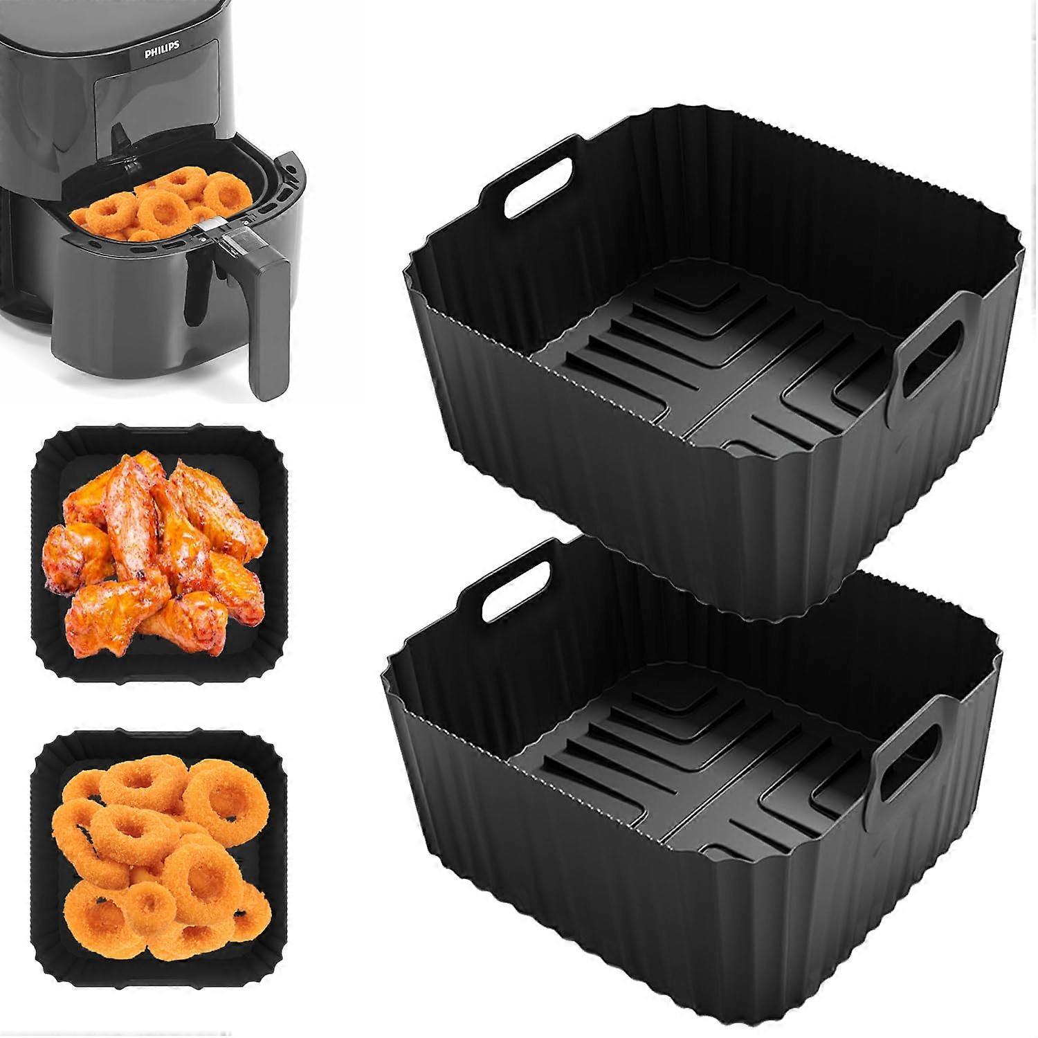 Silikonformen für Philips Essential Airfryer 4,1 l – 2er-Pack, Schwarz, langlebiges Zubehör für Heißluftfritteusen