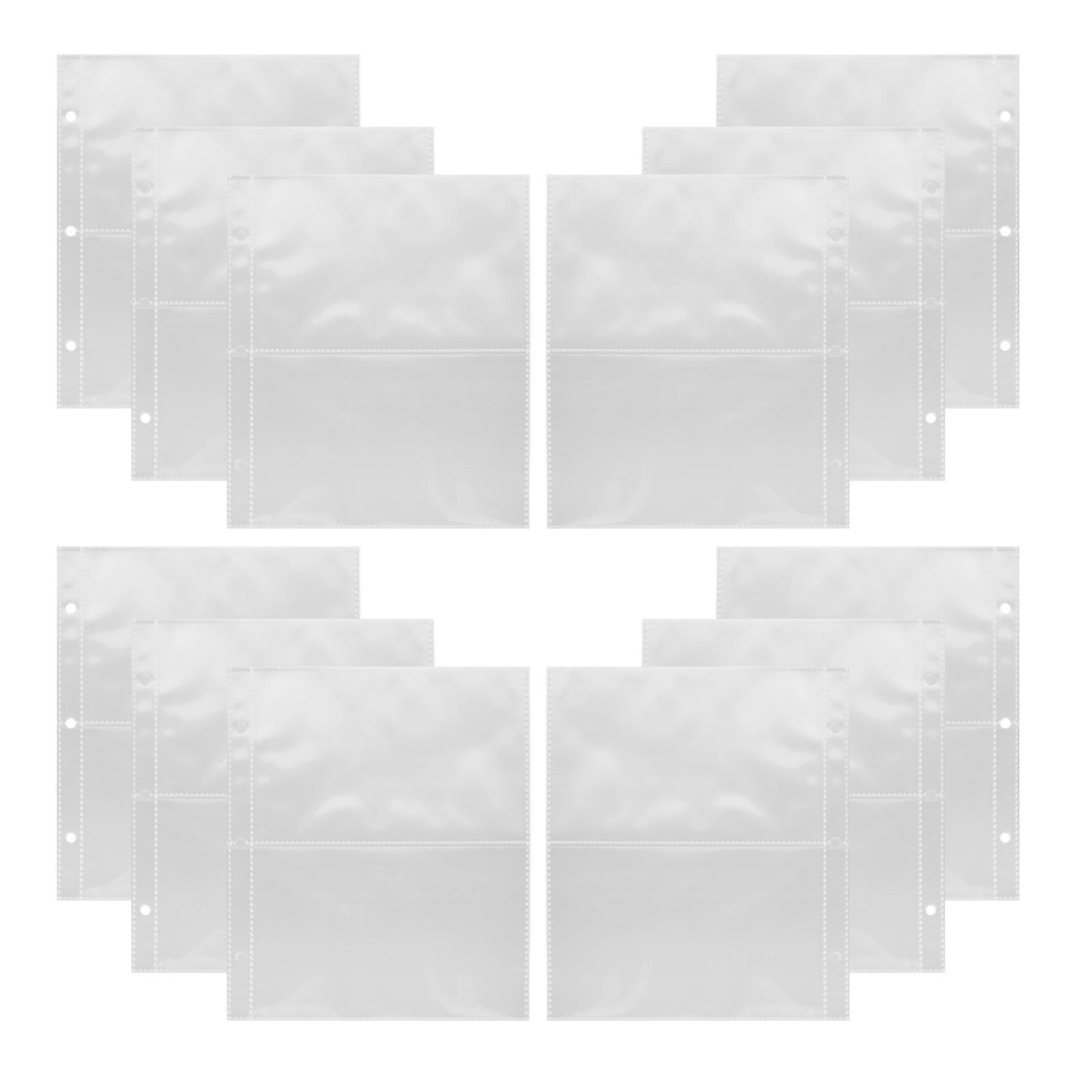 12pcs Clear Photo Refill Sleeves for Binders – Flexible Card Protectors for Postcards & Photos, Easy to Organize Hole Spacing Design