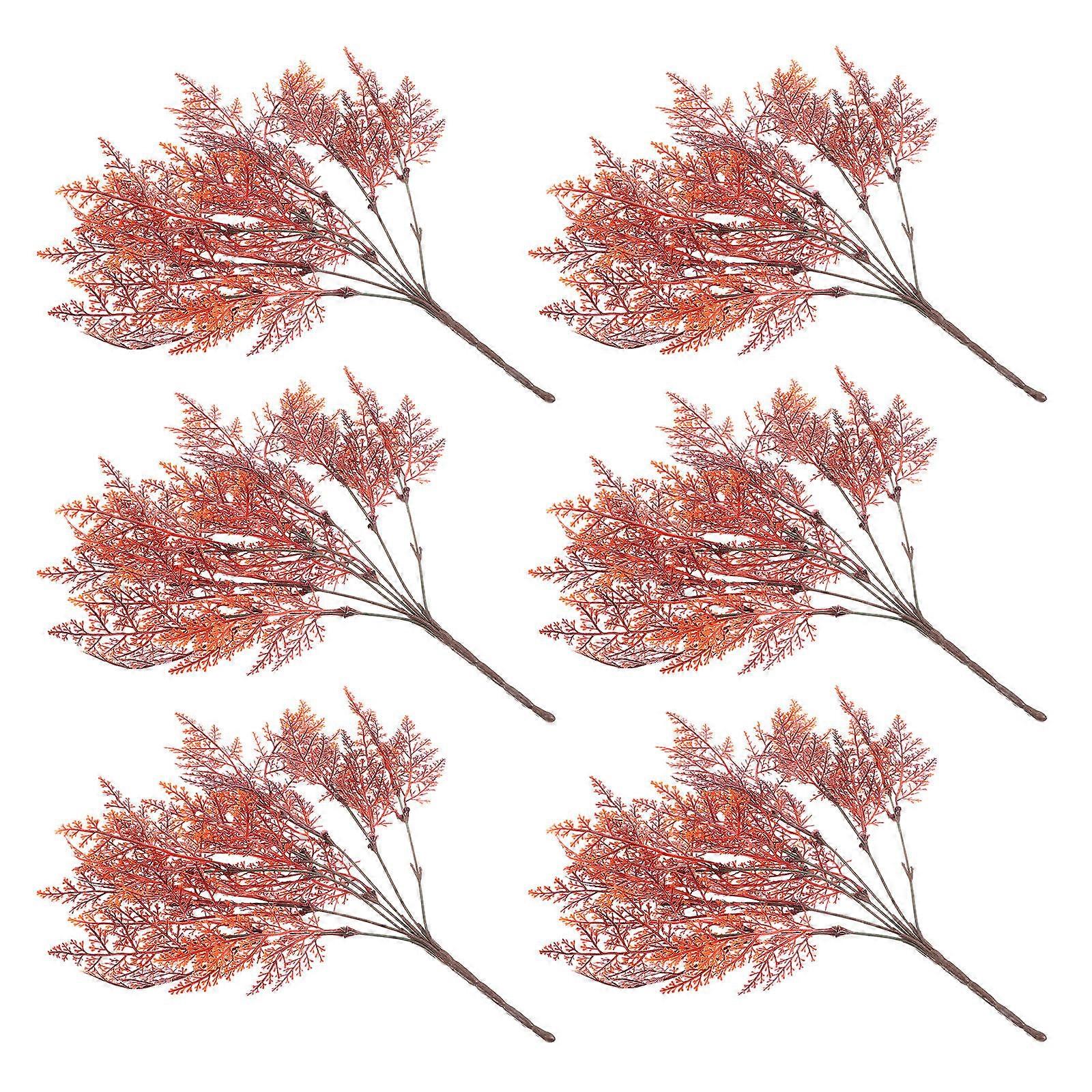 6pcs Realistic Artificial Fern Branches – Lifelike Faux Greenery for Home Decoration – Indoor Outdoor Plants for Rustic & Farmhouse Styles