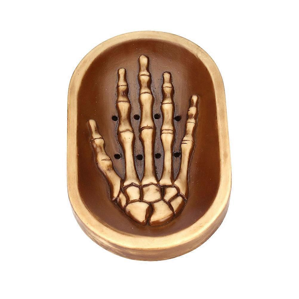Soap Box Gothic Skeleton Skull Hand Soap Dish for 1 Brown Tray