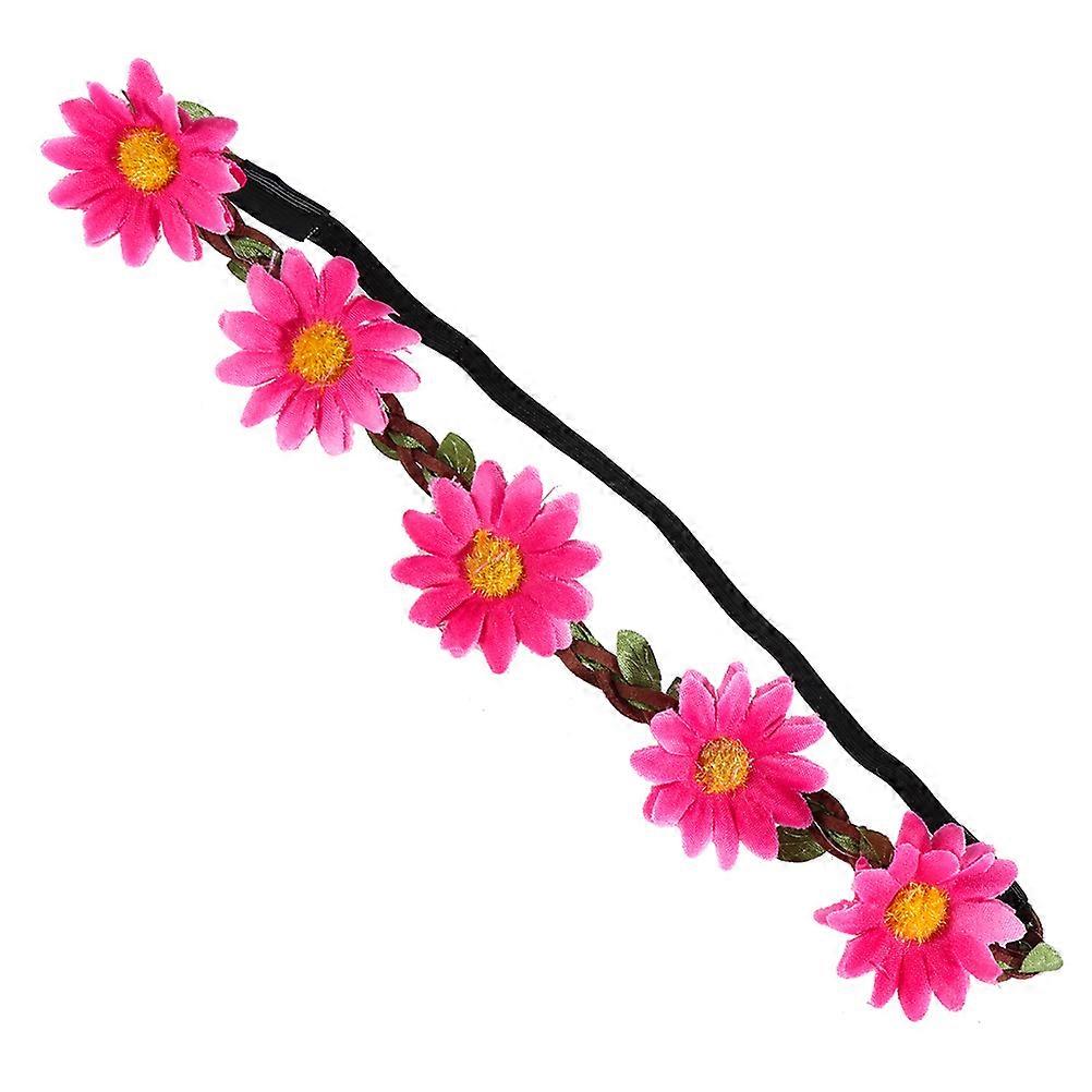 Sunflower Hair Accessories For Women Bohemian Style Headpiece Rosy Color Circular Shape For Cheerleaders Performance 5Pcs