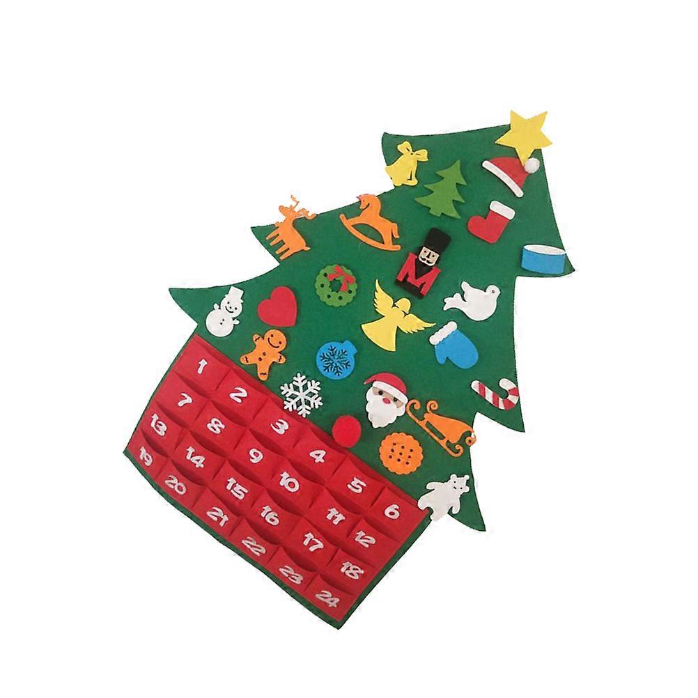 Happy Holidays Wall Decor Felt Christmas Tree Advent Calendar Multi Color 90x65cm Countdown to Christmas 1Pack