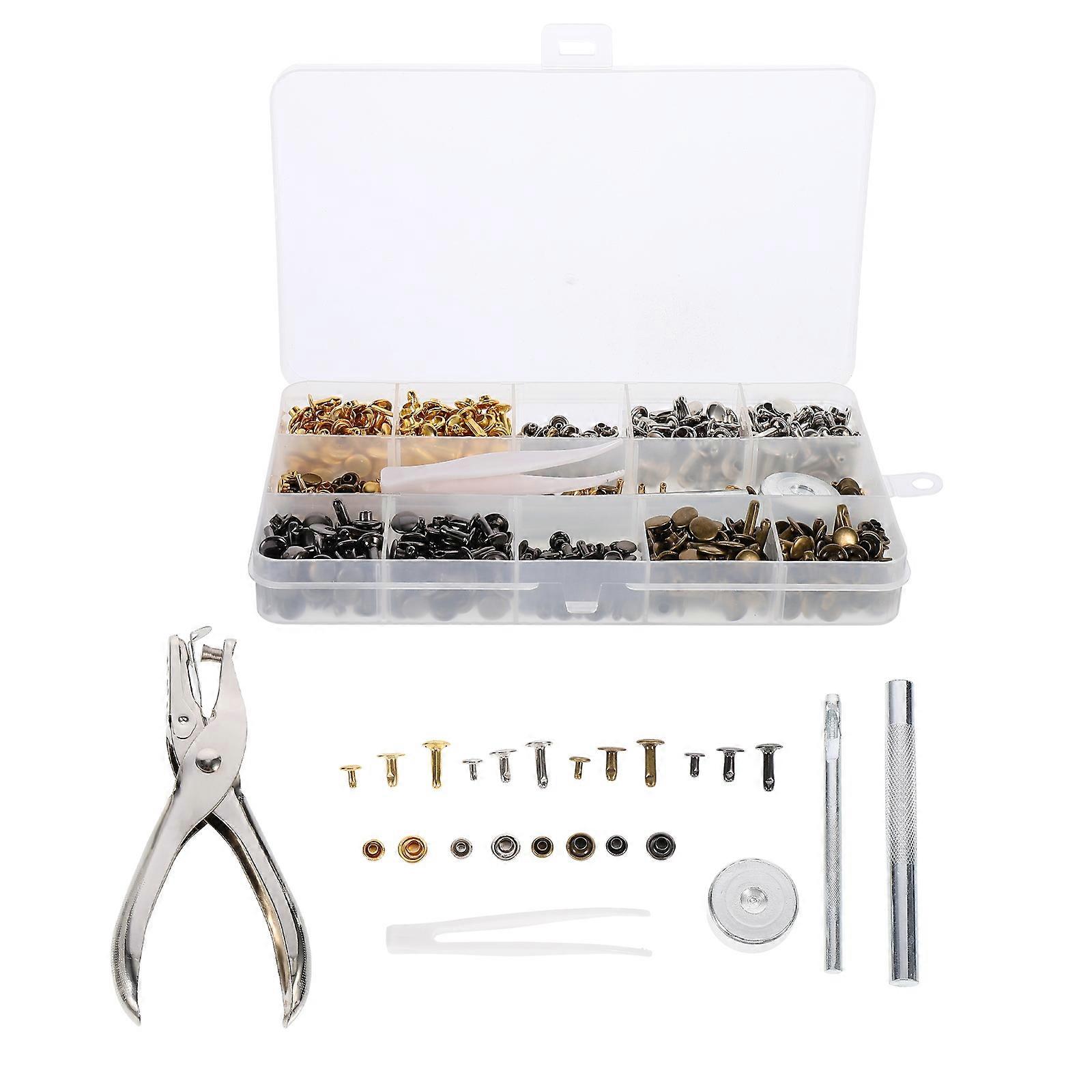 Solid Rivet Kits Creative Double-Sided Rivets Sturdy Round Rivets Practical Leather Rivets Silver 6mm Diy Projects 360Pcs