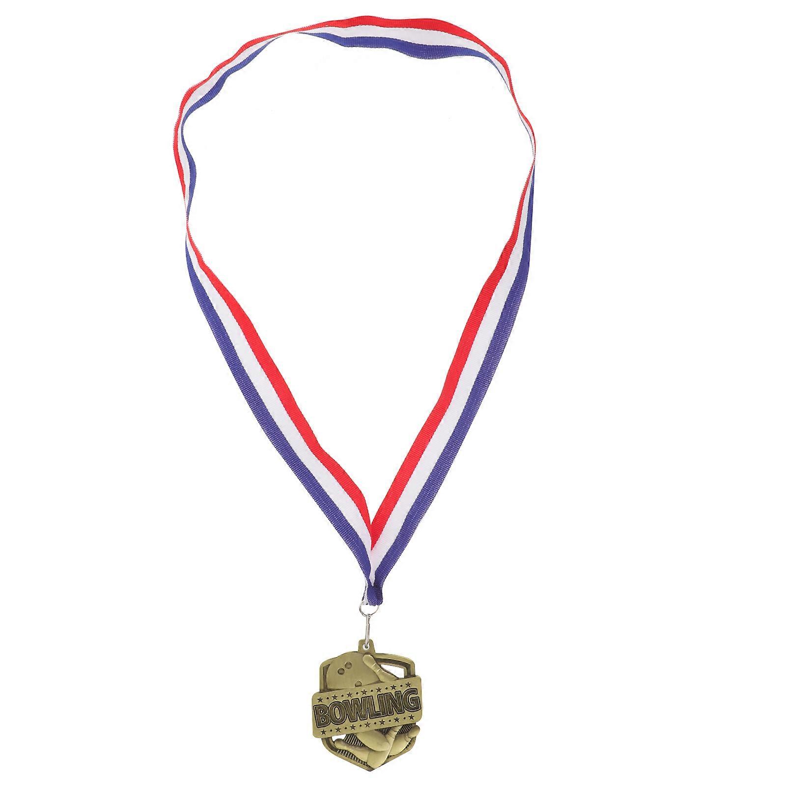 Decorative Bowling Medal with Ribbon – Ancient Style Award Medal for Competitions, Parties, and Ceremonies – Smooth Edges, Durable Design for Lasting