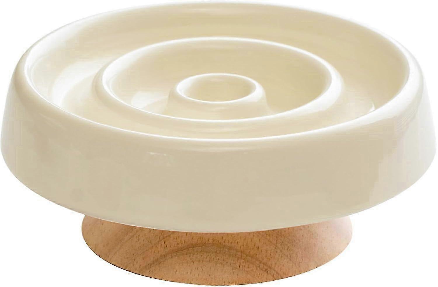 2PCSセラミックスローキャットフィーダーボウル、隆起した高架キャットフードディッシュ-クリーム