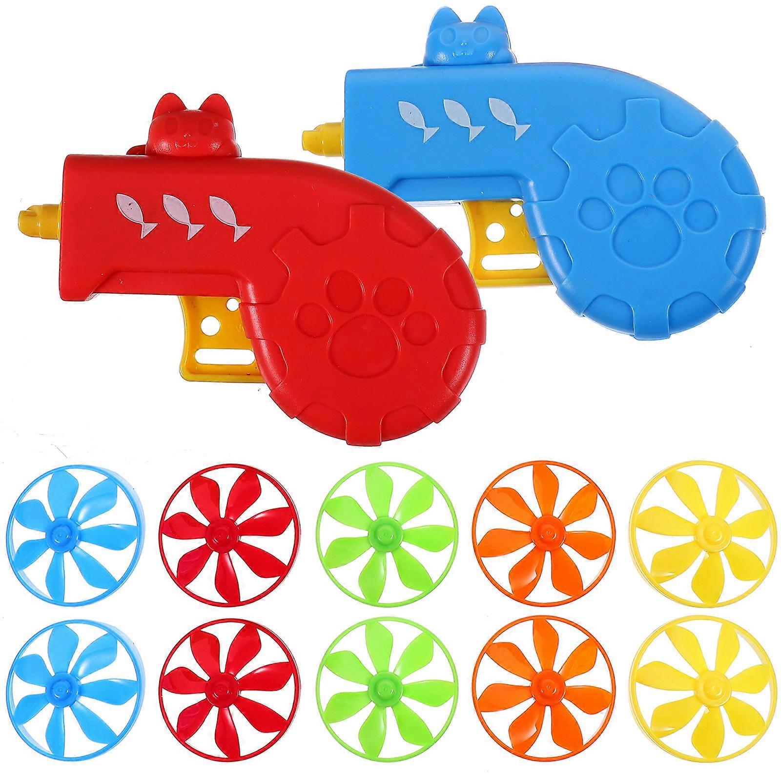 Interactive Cat Toy with Flying Disc Launchers for Assorted Color ABS Plastic 2pcs