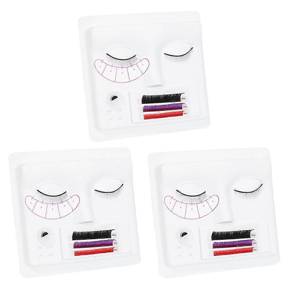 3pcs Eyelash Grafting Practice Models Lightweight Plastic Tray for Eyelash Extension Training Beginners Simulated Face Design Realistic
