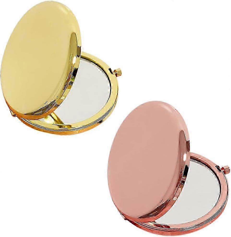 2Pcs 6.5CM Compact Handheld Mirror Double Sided Magnifying Makeup Mirror