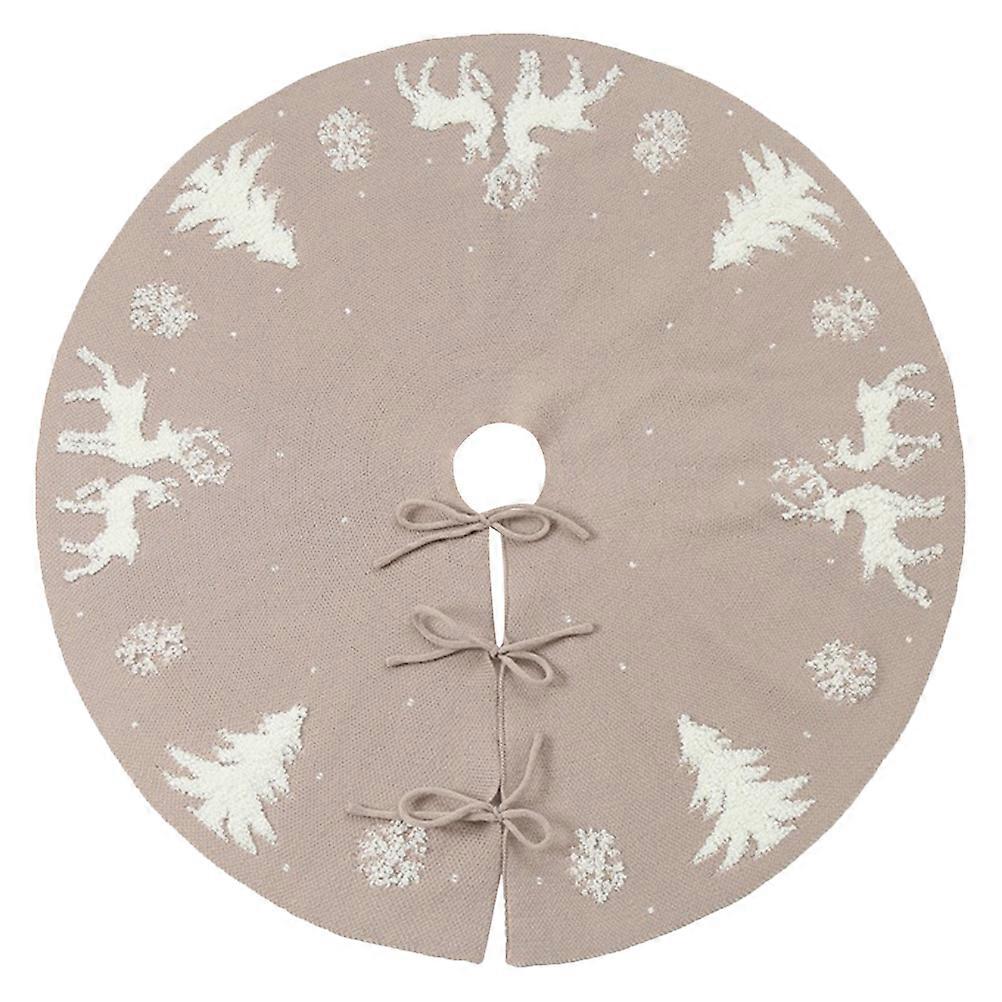Decorative Tree Apron Christmas Tree Skirt Winery Decor 122x122cm Beige 3D立 Style 1Pcs