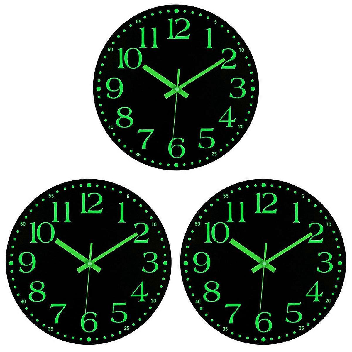 3X Luminous Wall Cloc,12 Inch Silent Non-Ticking Battery Operated Clock, Lighted Wall Clock Decorati