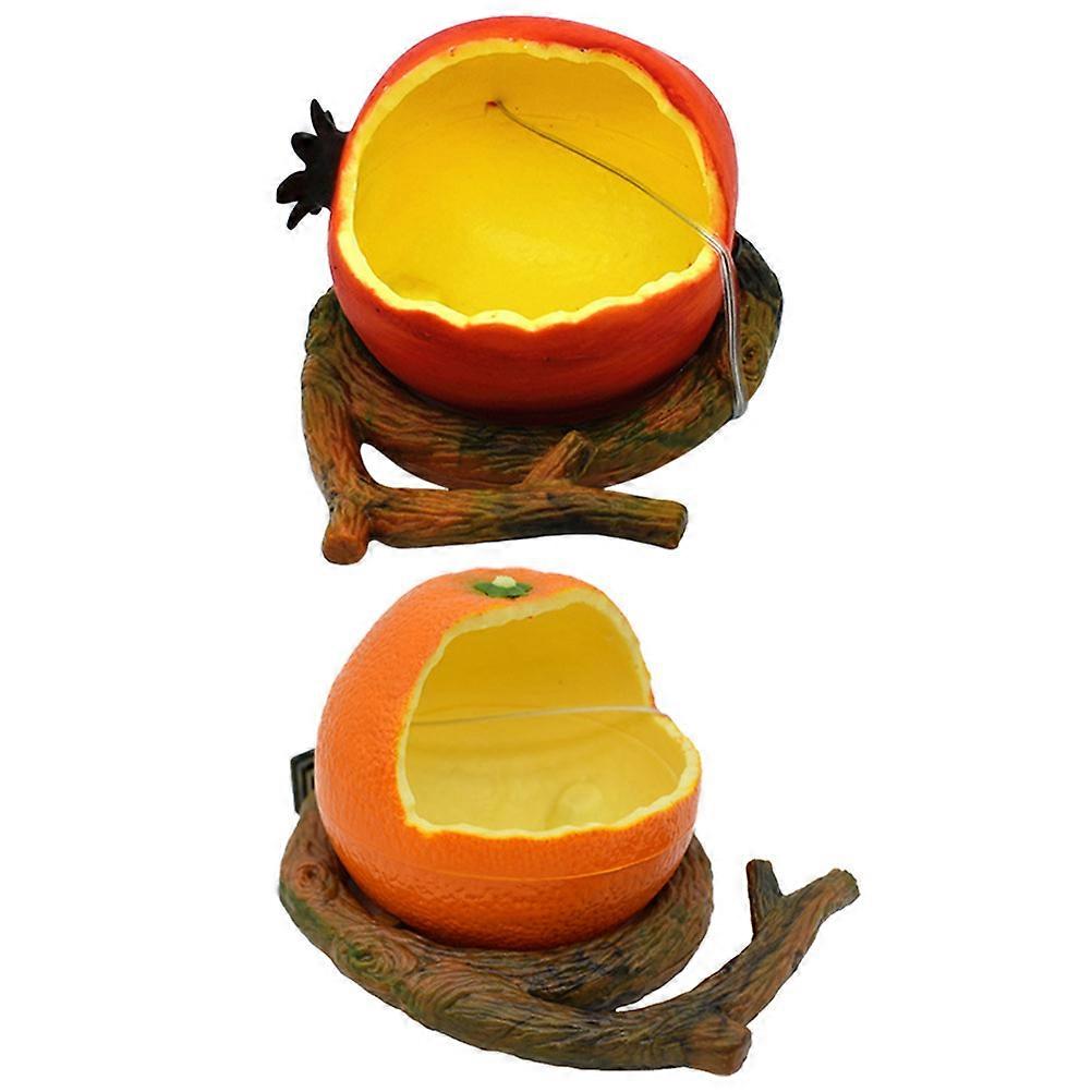 2pcs Bird Cage Food Bowls for Parrots & Cockatiels Portable, Easy Install, No Mess Design Includes Orange & Pomegranate Shaped Feeders