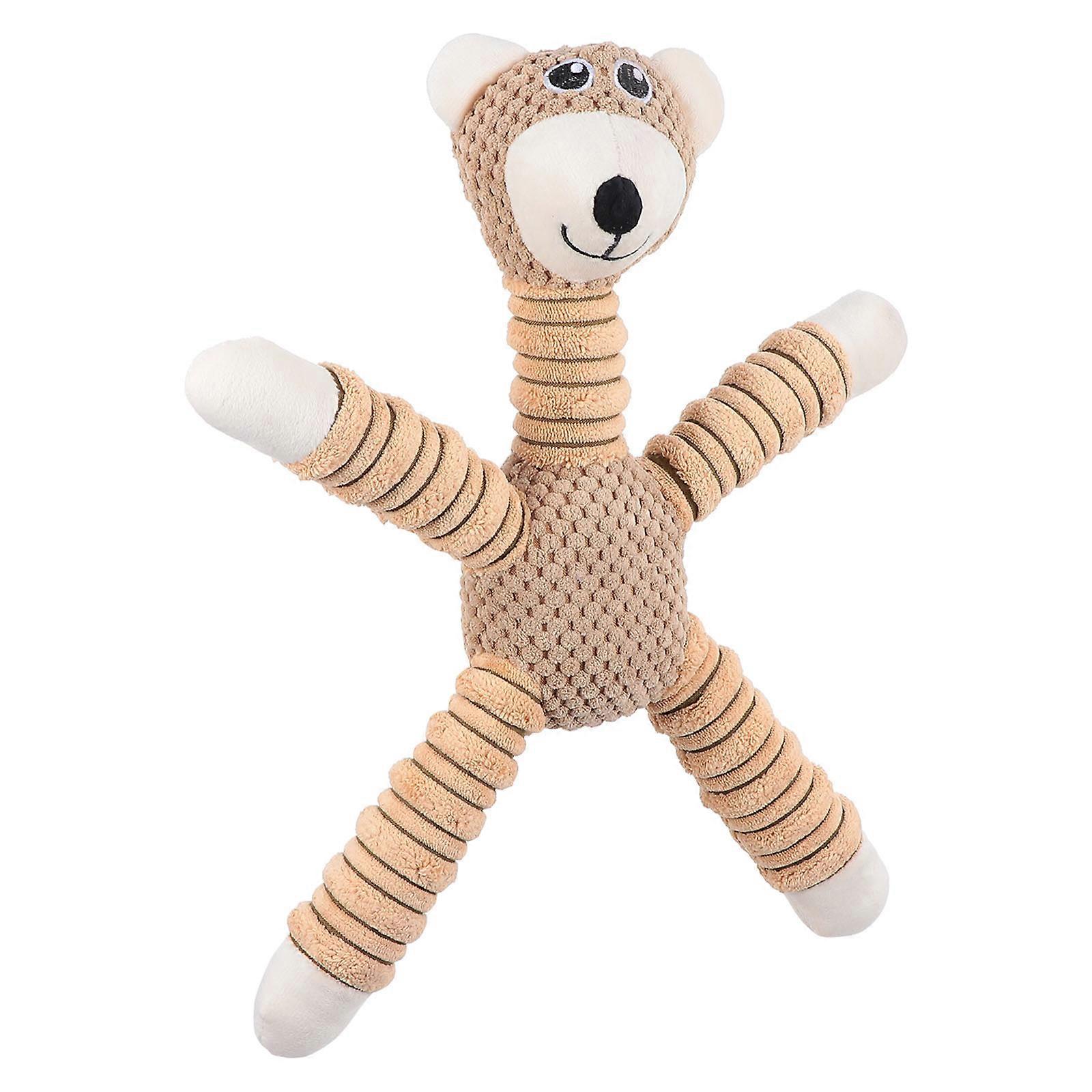 Safe Puppy Chew Toys for Teething Middle Dogs Extended Limbs and Neck Brown 1Set