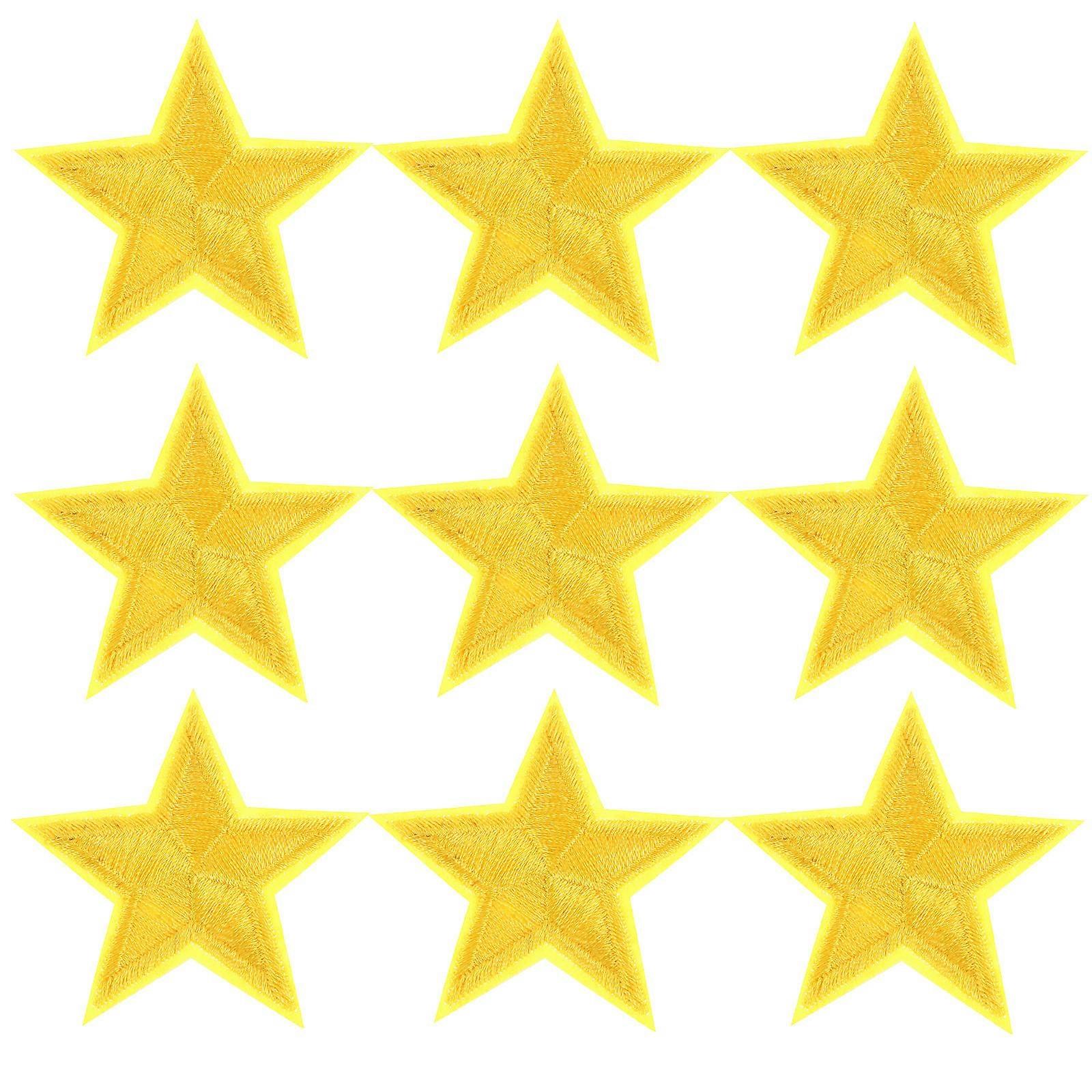 Fabric Patches For Clothes Small Five-Pointed Star Embroidery Cloth Patch Diy Craft Projects T-Shirt Jeans Skirt Yellow 10Pcs