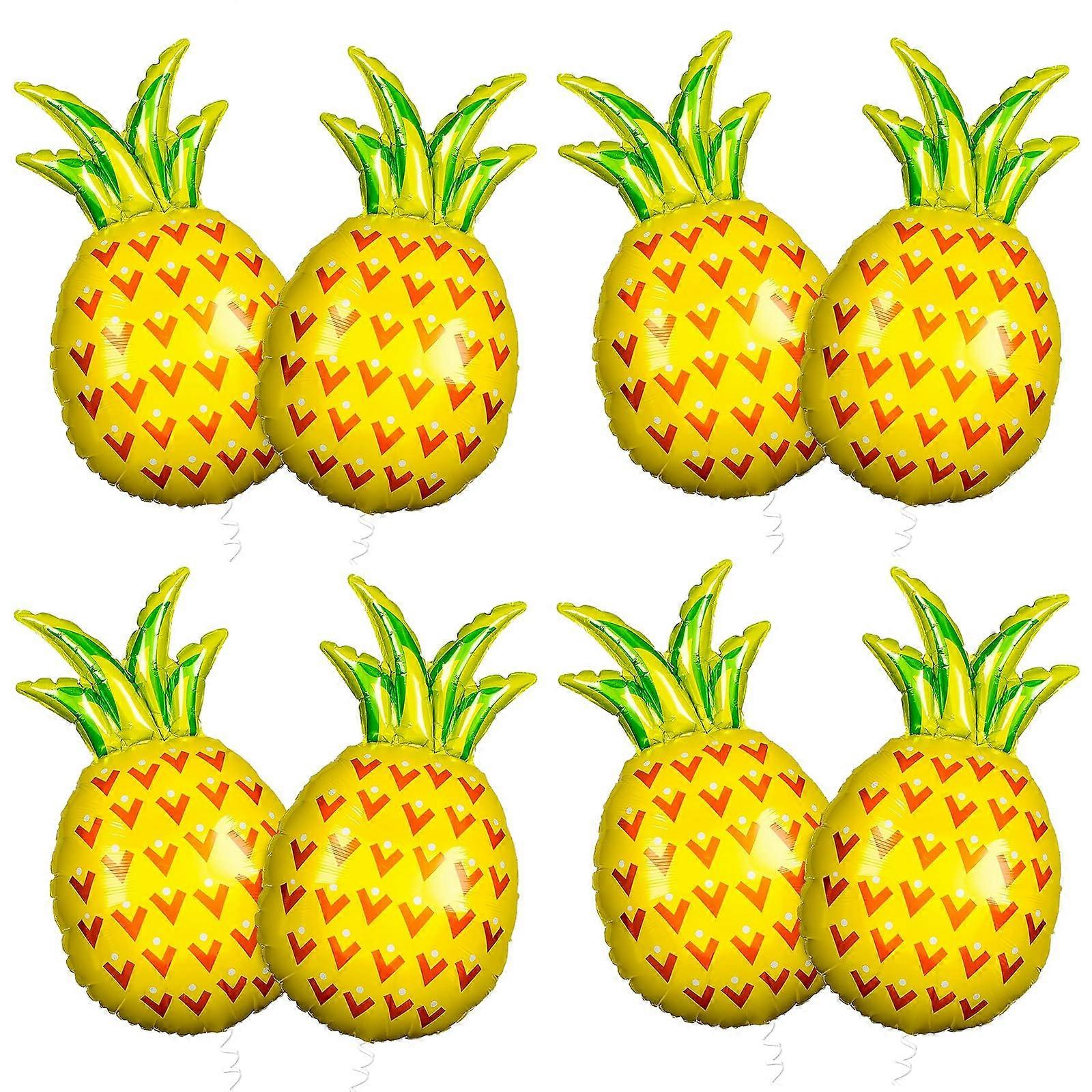 Pineapple Foil Balloons, Pack of 8, Large Yellow for Pool, Beach Party, Tropical Themes