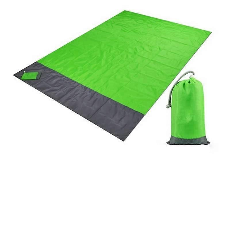 Beach Blanket Waterproof Pocket 200x210 Cm Foldable Camping Mat Portable Lightweight Green
