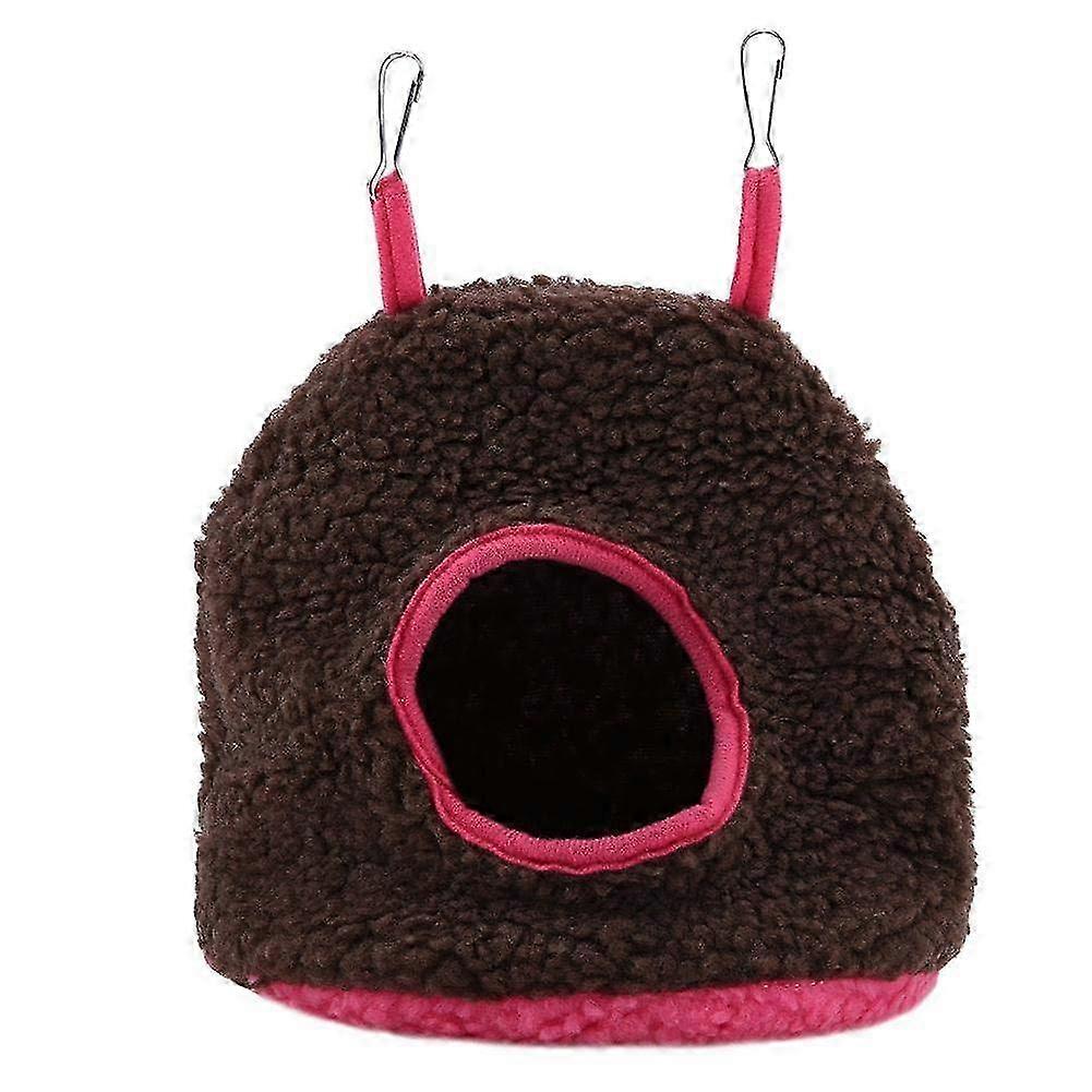 Warm Winter Bird Nest House Tent Bed for Pet Birds, Suitable for Parrots and Other Small Birds (Dark Brown)