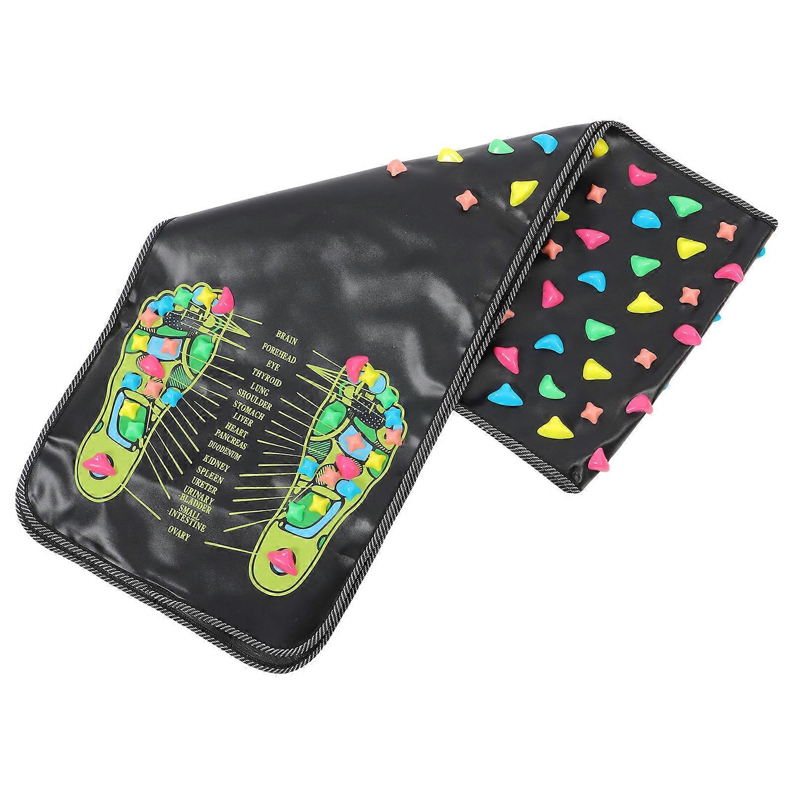 Foot Massage Stone Mat Massage for Feet Rectangular Shape Black 175x35cm 1Pack