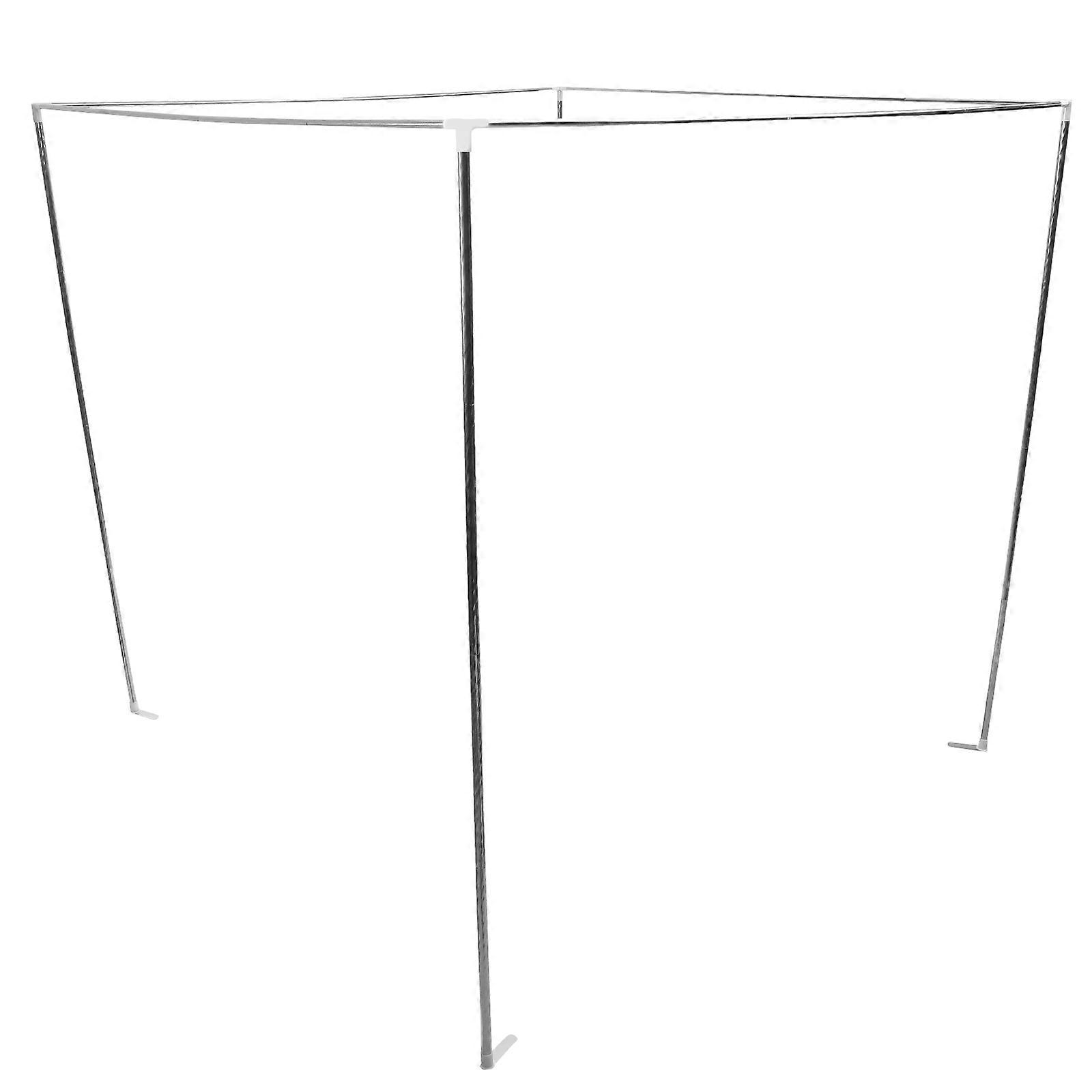 Canopy Net Frame Support de cadre de litière en acier inoxydable pour lit de 2m Argent Rectangulaire à trois portes Design Support Canopy 1Set