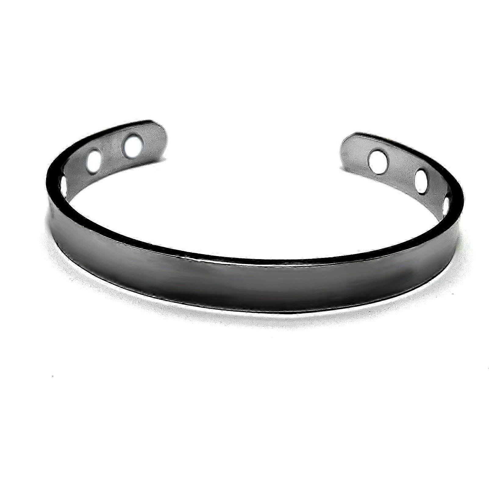 男性と女性のための銅磁気ブレスレット99.9%純銅バングル6.8 "8つの磁石(ブラック)で調整可能z