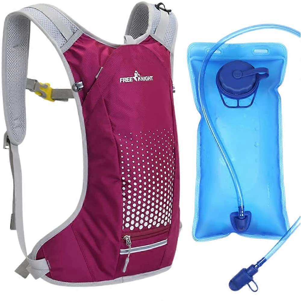 Hydration Backpack with 2L Water Bladder, Helmet Bag, Daypack with Water for Cycling, Running, Jogging Purple
