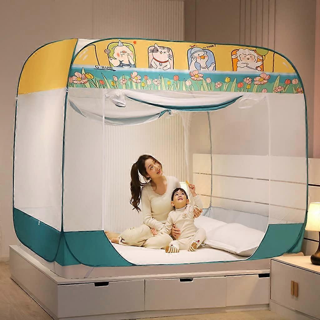 Mosquito Net For Square Yurt Bed, Foldable, Three-Panel Blackout Shade Installation, Family Bedroom, Color E, Model E, 1.2 x 2.0 m