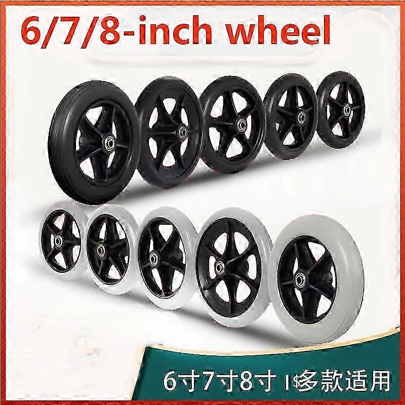 Universal Multi-Purpose Wheels of 6, 7, and 8 Inches with Bearings, Solid Wheels