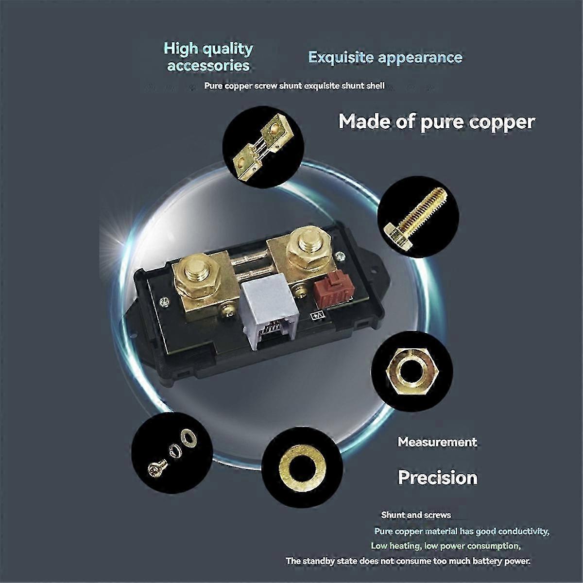 WiFi Coulomb Meter - Power Volt-Ammeter for Lithium & Lead Acid Batteries, RV Battery Capacity Indicator & Monitor