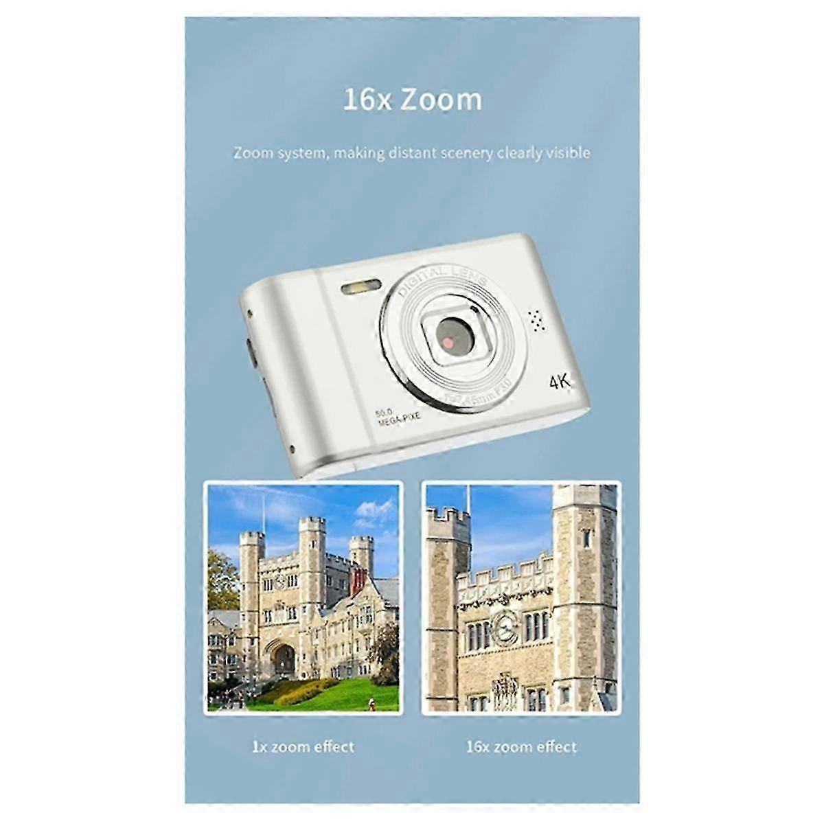1080P HD Digital Camera Compact Mini Camcorder for Beginner Photography Selfie Silver