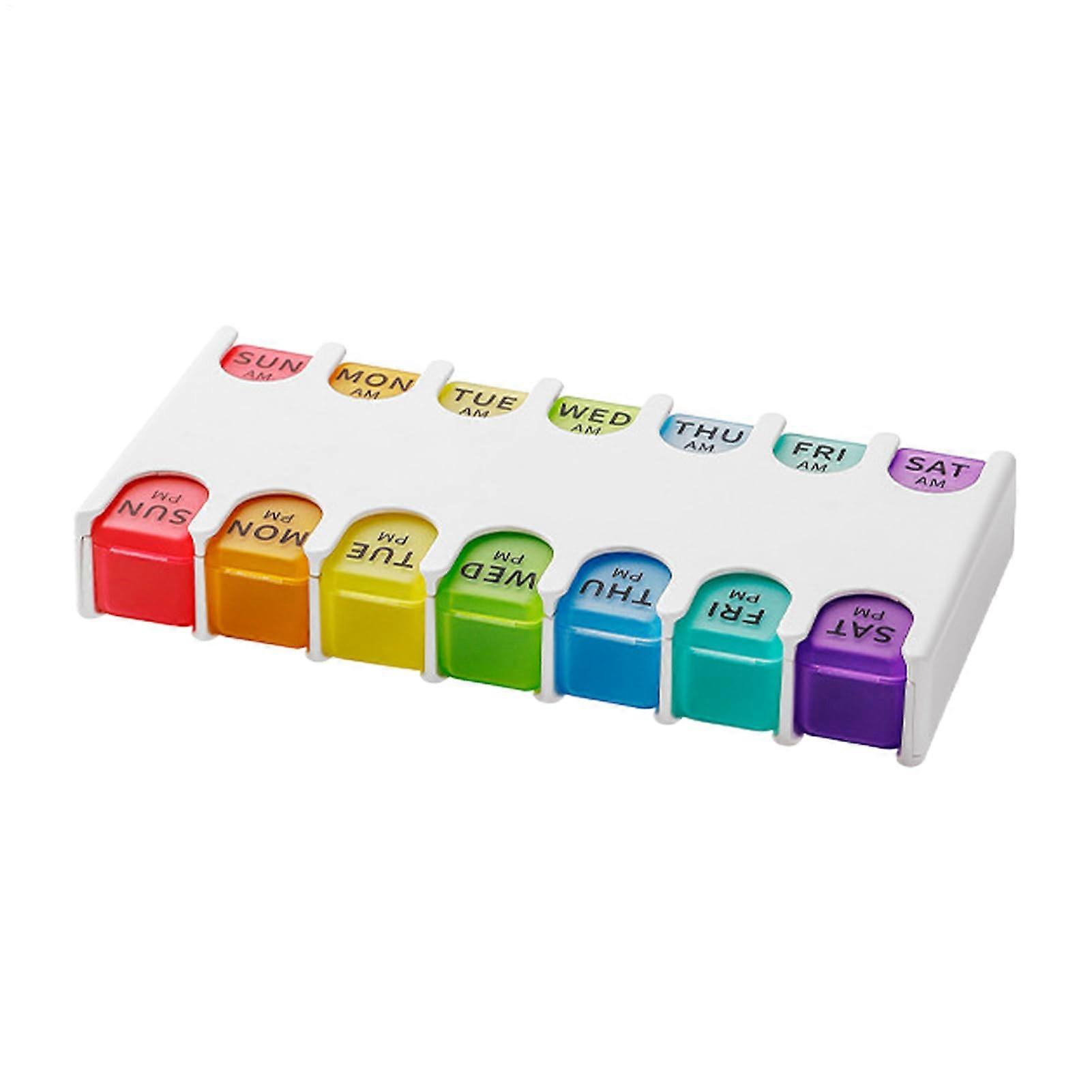Pill Box Organizer Dustproof 14-Compartment Vitamin Meds Container for Family Use and Travel Portable Design