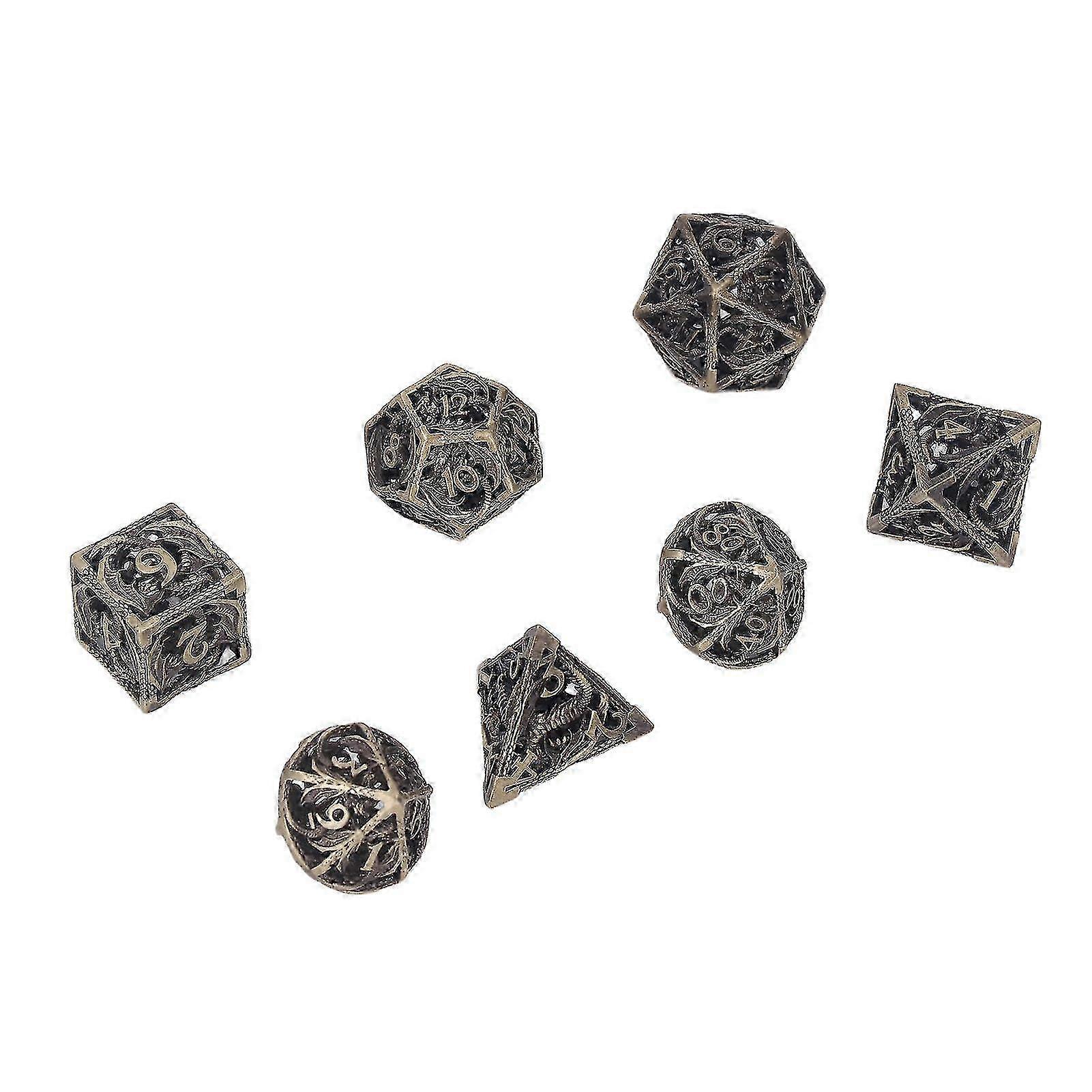 Copper Polyhedral Dice Set 7pcs Clear Numbered Dice for RPG and Tabletop Games