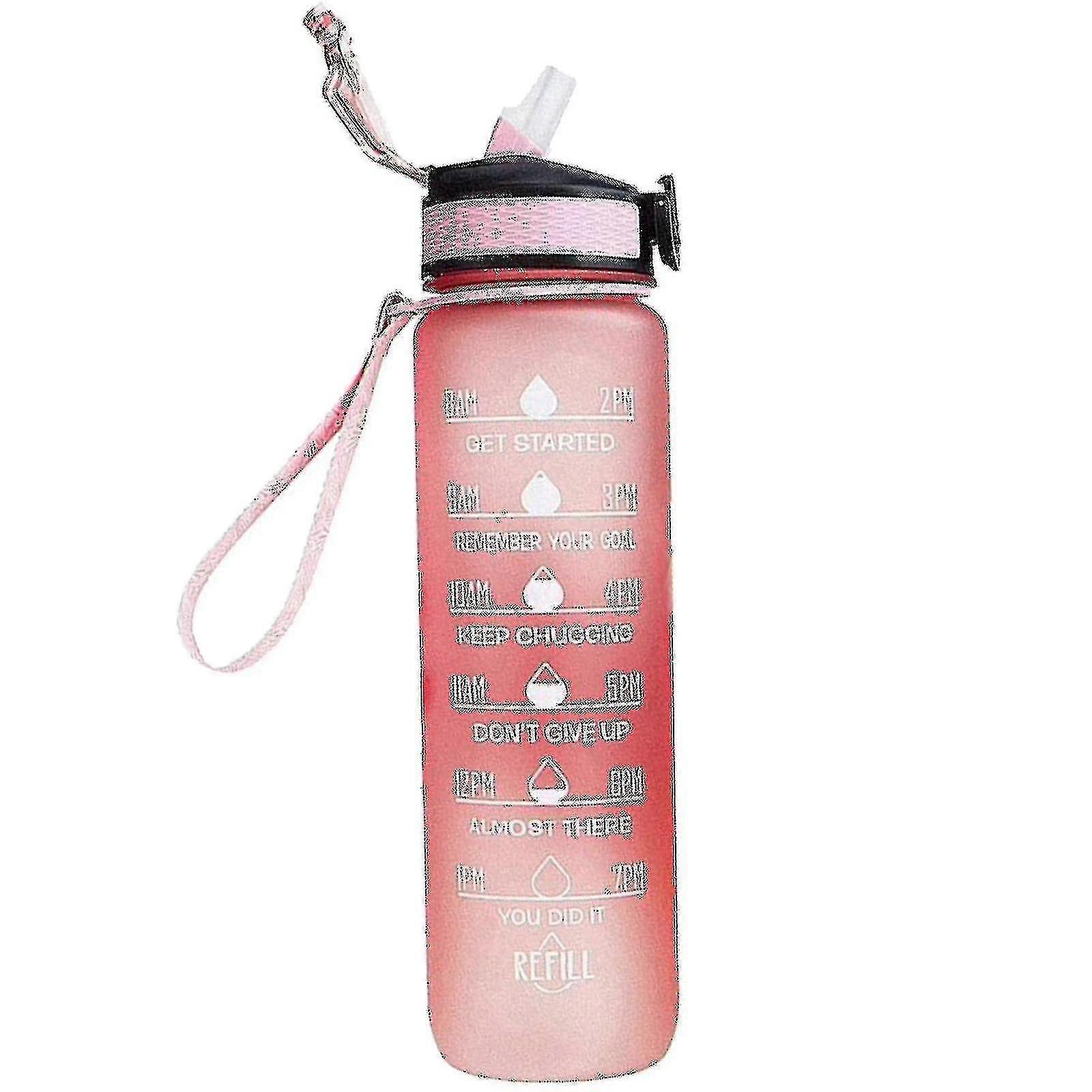 1000 ml motivoiva urheilukannu aikamerkillä ulkokuntoiluun - gradientti himmeä vesipullo