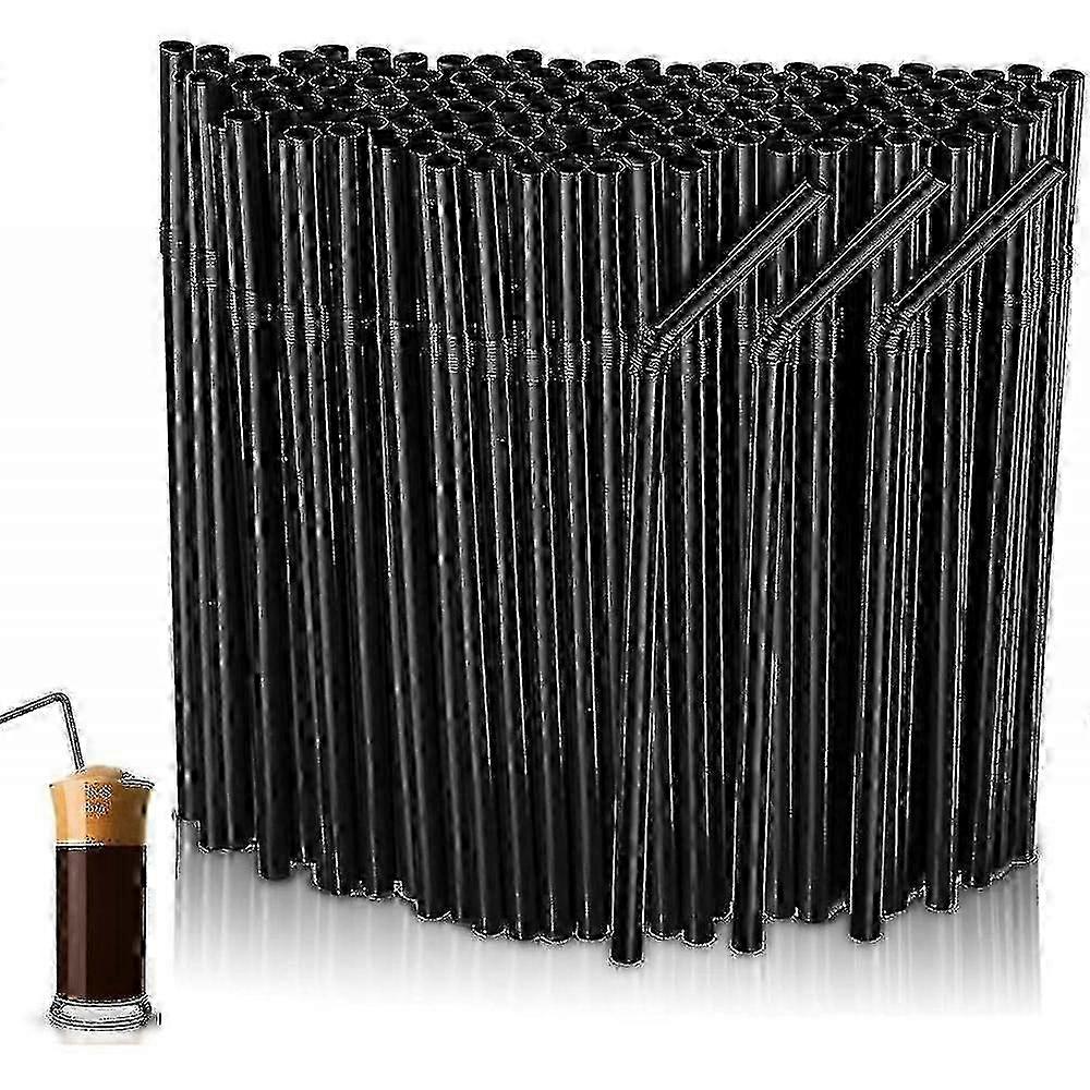 600 Stück schwarze wiederverwendbare Plastikstrohhalme für Getränke zu Hause oder Partys, 22 cm (Kaliber 6 mm)