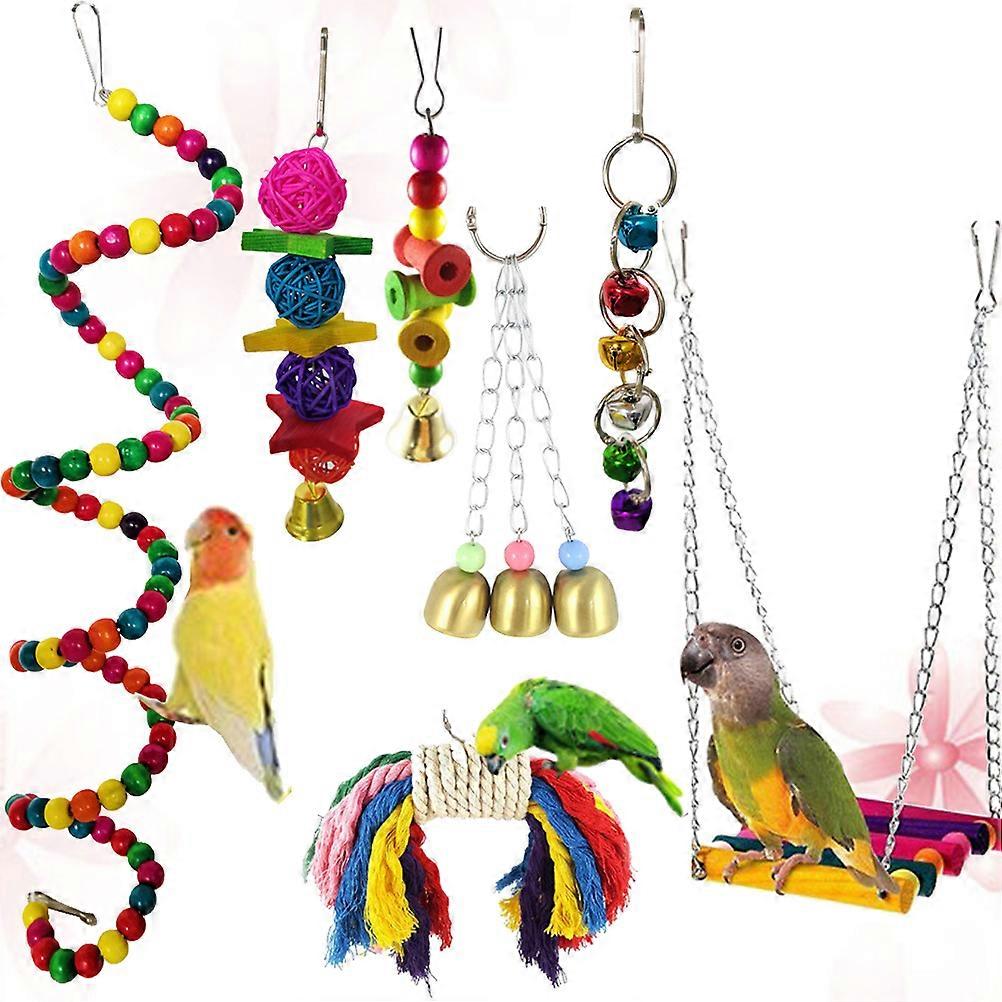 Entertainment Parrot Toy Set Indoor Play Natural Material 23x10x3cm 7Pcs