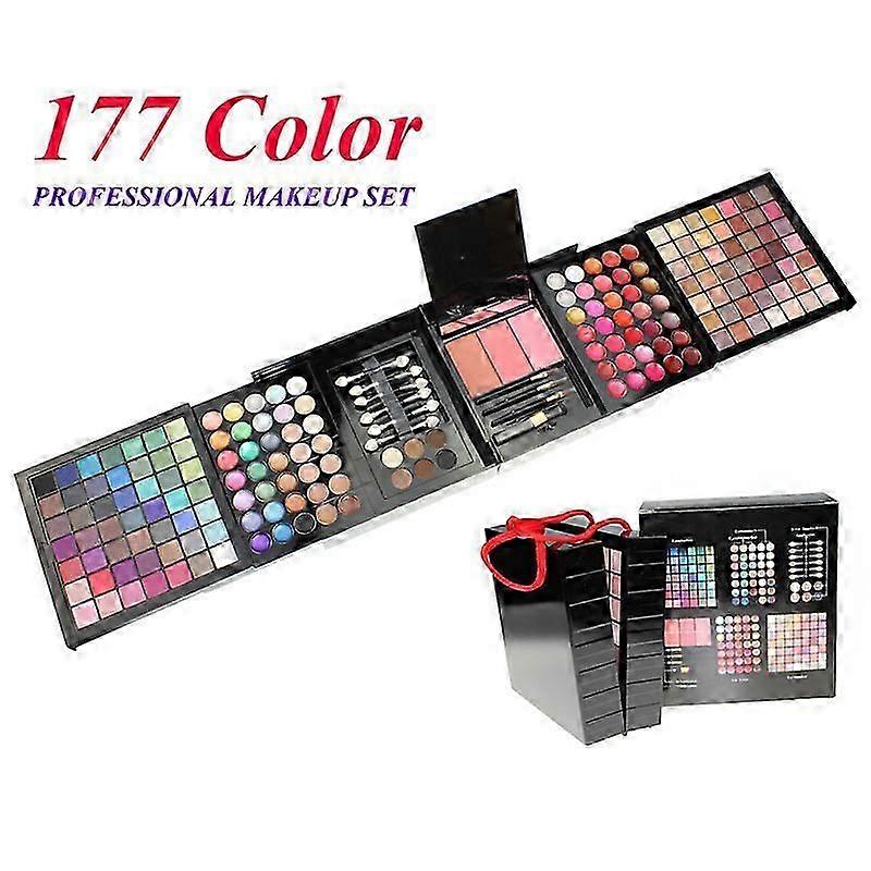 Multi-in-one make-up cadeauset voor vrouwen, 32 oogschaduw 9 lippenstift 3 blush 2 highlights met borstel spiegel